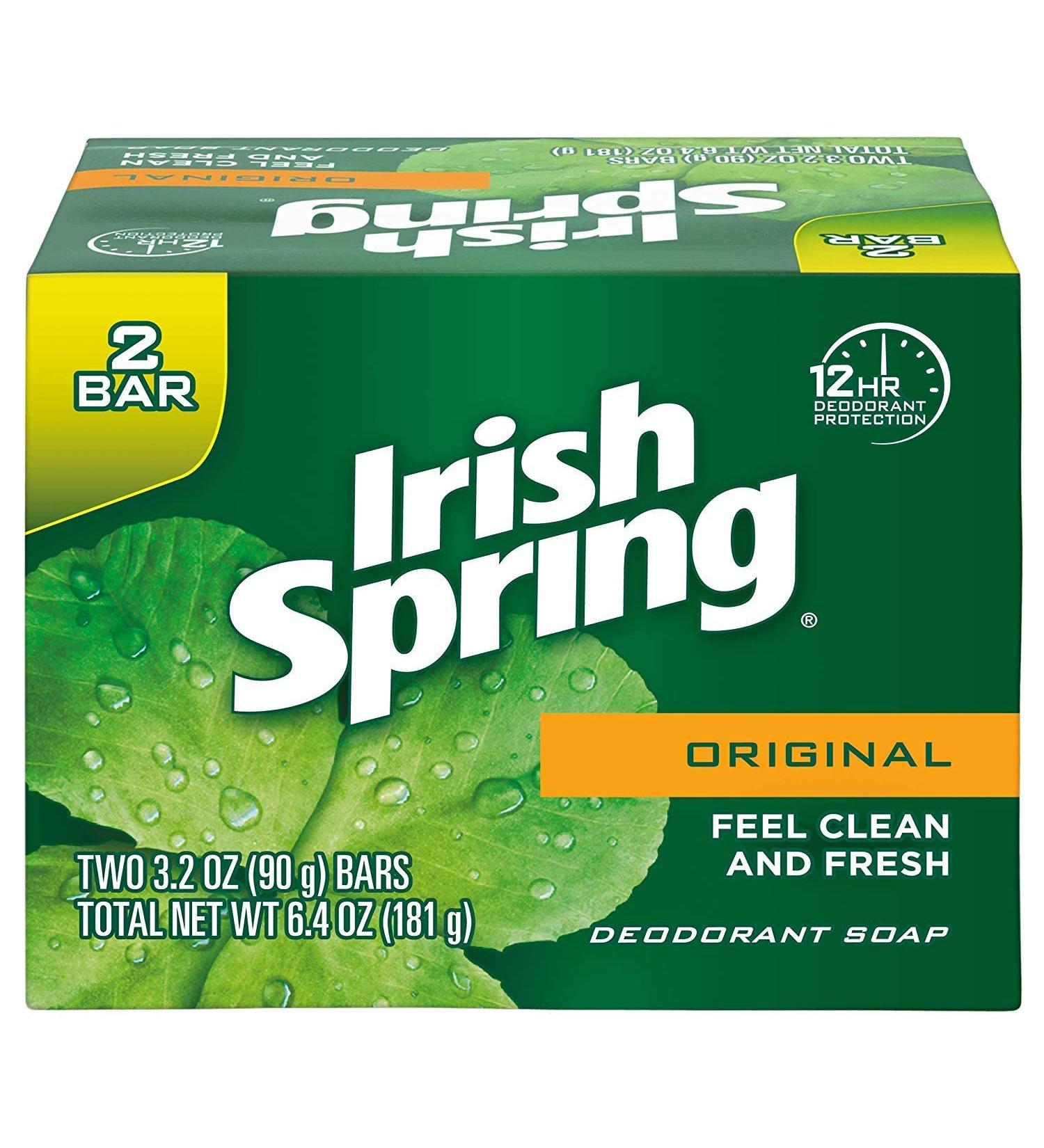 Irish Spring Original Deodorant Bar Soap 3.20 oz - 2 Pack - Buy Online on GoSupps.com