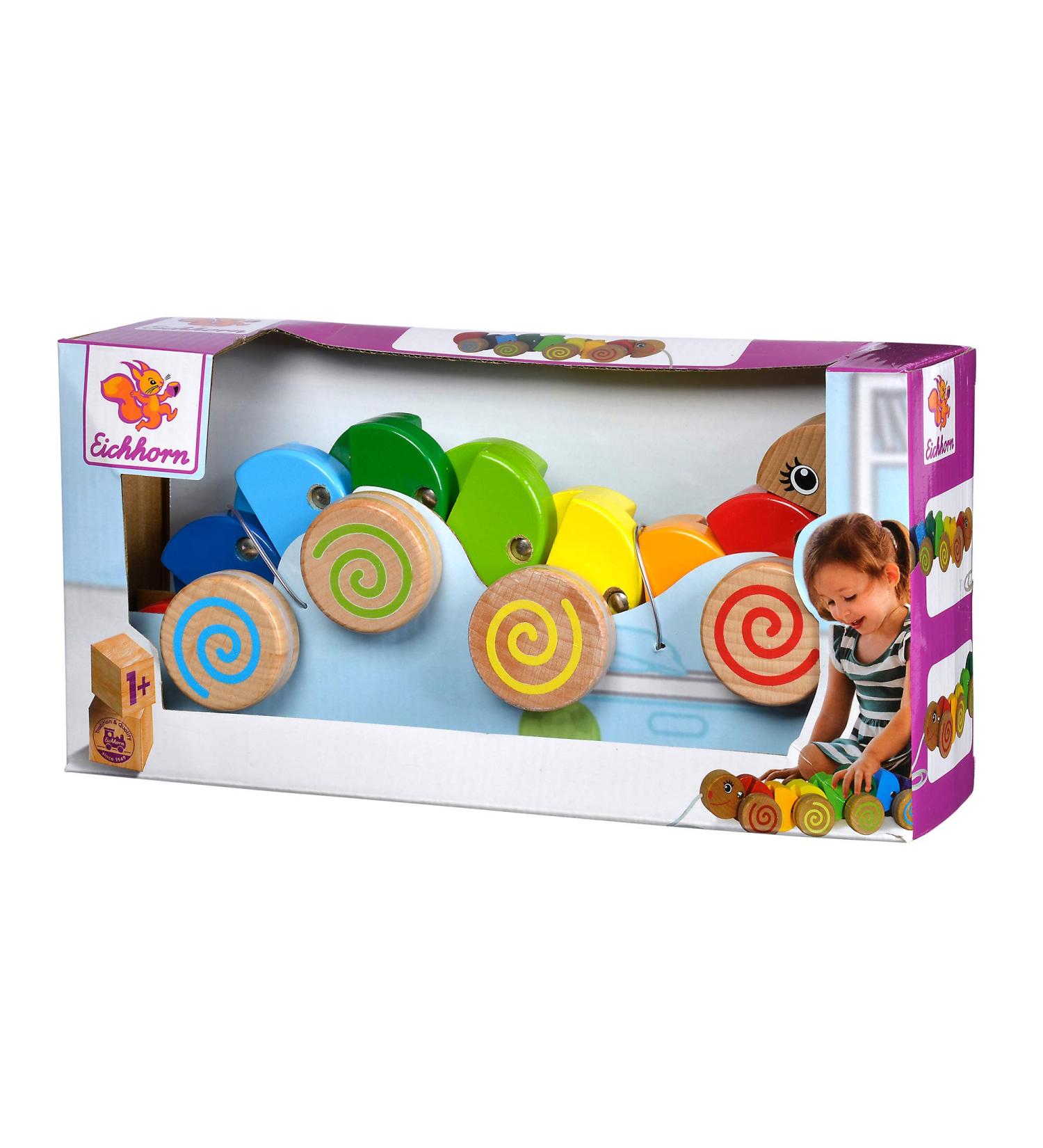 Eichhorn Pull-Along Caterpillar - 32 cm Beech Wood Toy | International Shipping Available - Buy Online on GoSupps.com