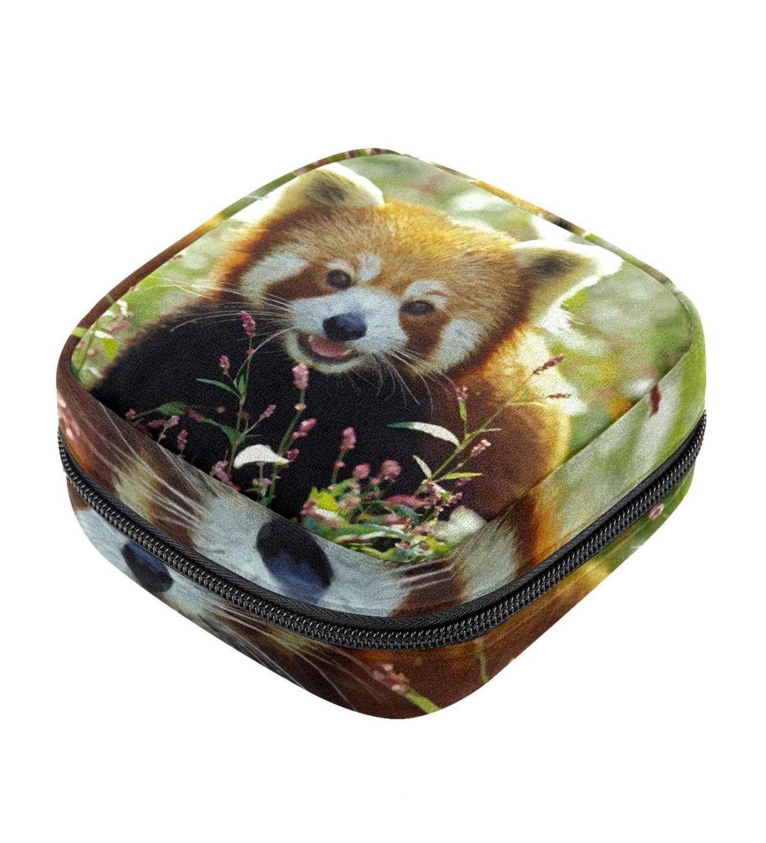 Red Panda Menstrual Pad Bag with Zipper | Ladies Napkin & Tampon Pouch for Women & Girls - Buy Online on GoSupps.com