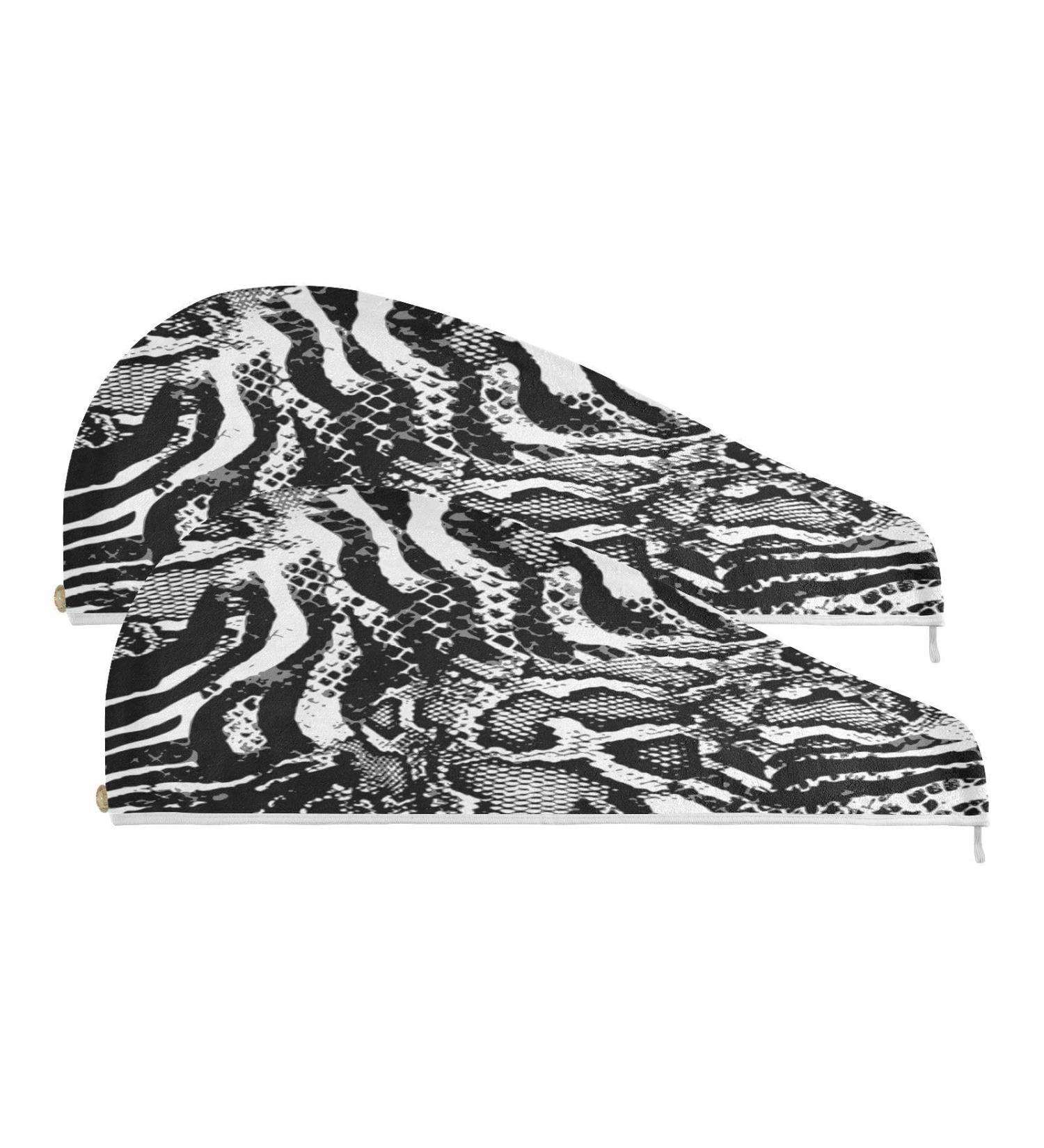 Python Print Dry Hair Cap Set - 2 Piece Quick Dry Towel with Button Headband - Super Absorbent & Soft - Buy Online on GoSupps.com