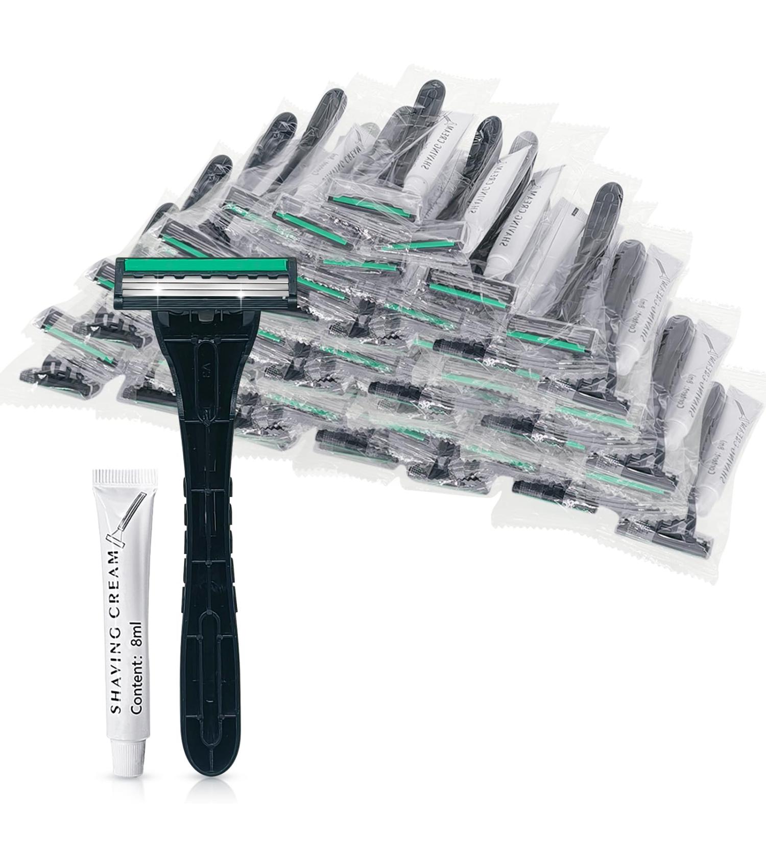 Buy Kheoxusa 3 Blade Disposable Razors - 50 Pack Individually Wrapped for Hotel Airbnb & Travel - Buy Online on GoSupps.com