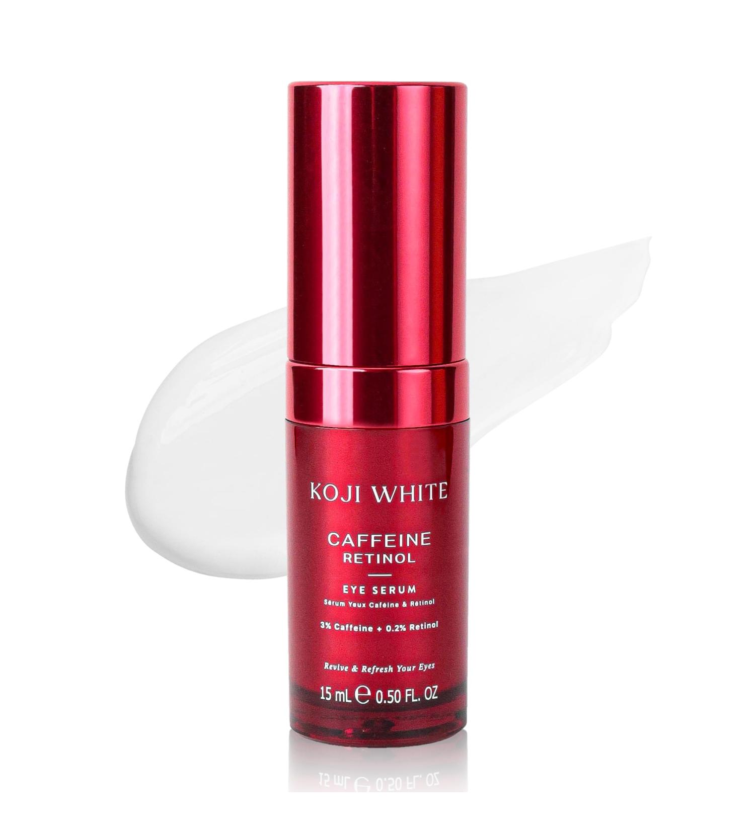 Koji White 3% Caffeine Eye Serum for Puffiness & Dark Circles with 0.2% Retinol, Peptides, Hyaluronic Acid & Vitamin C - Fragrance-Free, Unscented for Sensitive Skin, Vegan Skincare 0.50 Fl Oz - Buy Online on GoSupps.com
