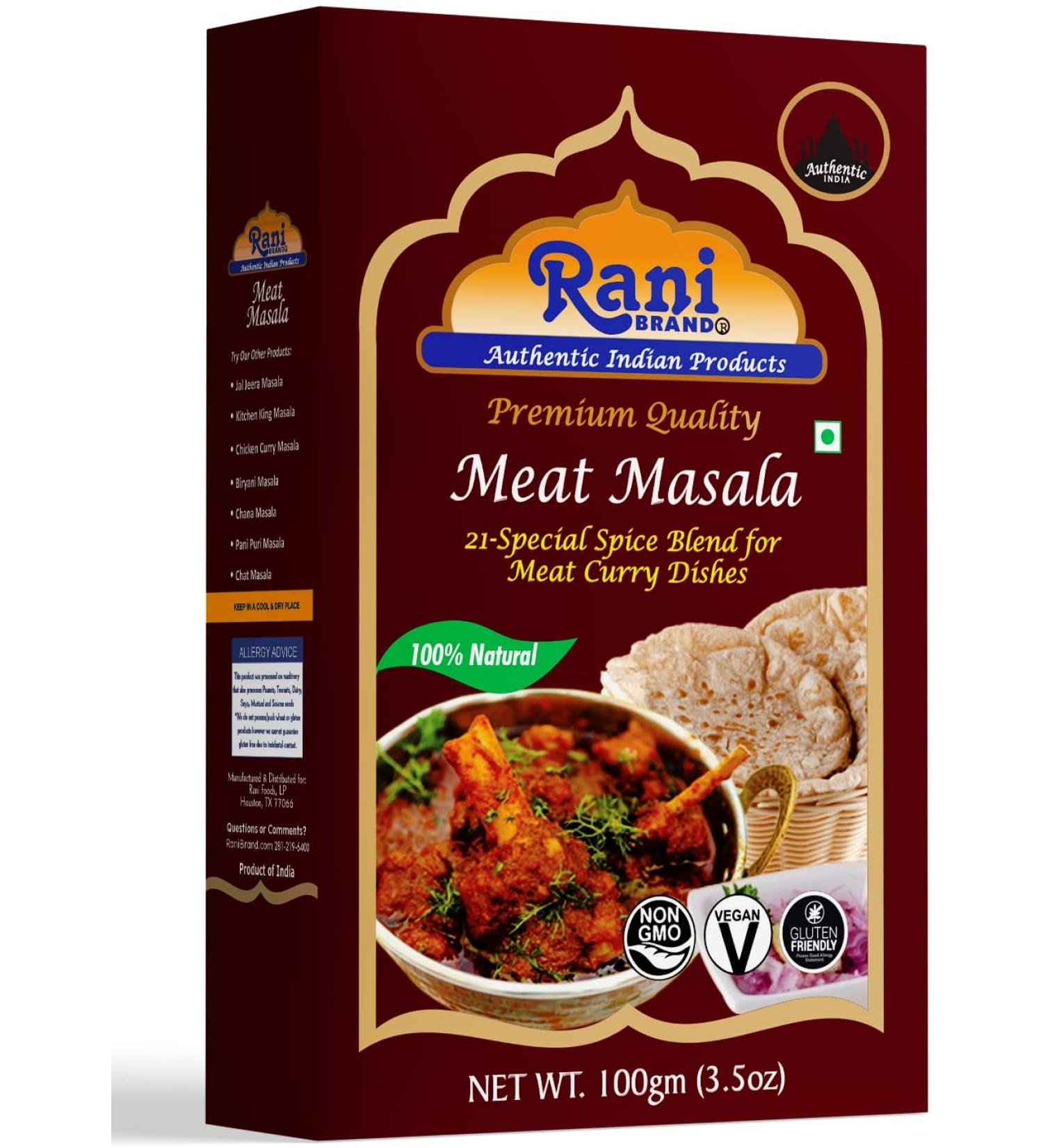 Rani Meat Curry Masala 21-Spice Blend 3.5oz - All Natural, Vegan, Gluten Friendly | Indian Origin Non-GMO Meat Curry Masala - 3.5 Ounce Pack - Buy Online on GoSupps.com