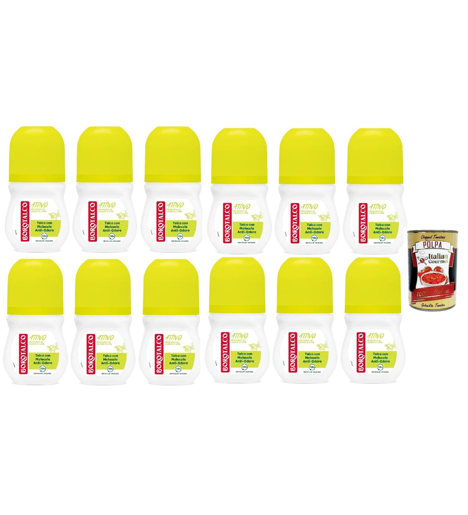  Italian Gourmet E.R. Borotalco Giallo Roll-On Active Deodorant Alcohol Free Talc with Odour Molecules 48 Hours Cedar Lime Scent 50 ml + Italian Polpa Gourmet 400 g (Pack of 12) - Buy Online on GoSupps.com