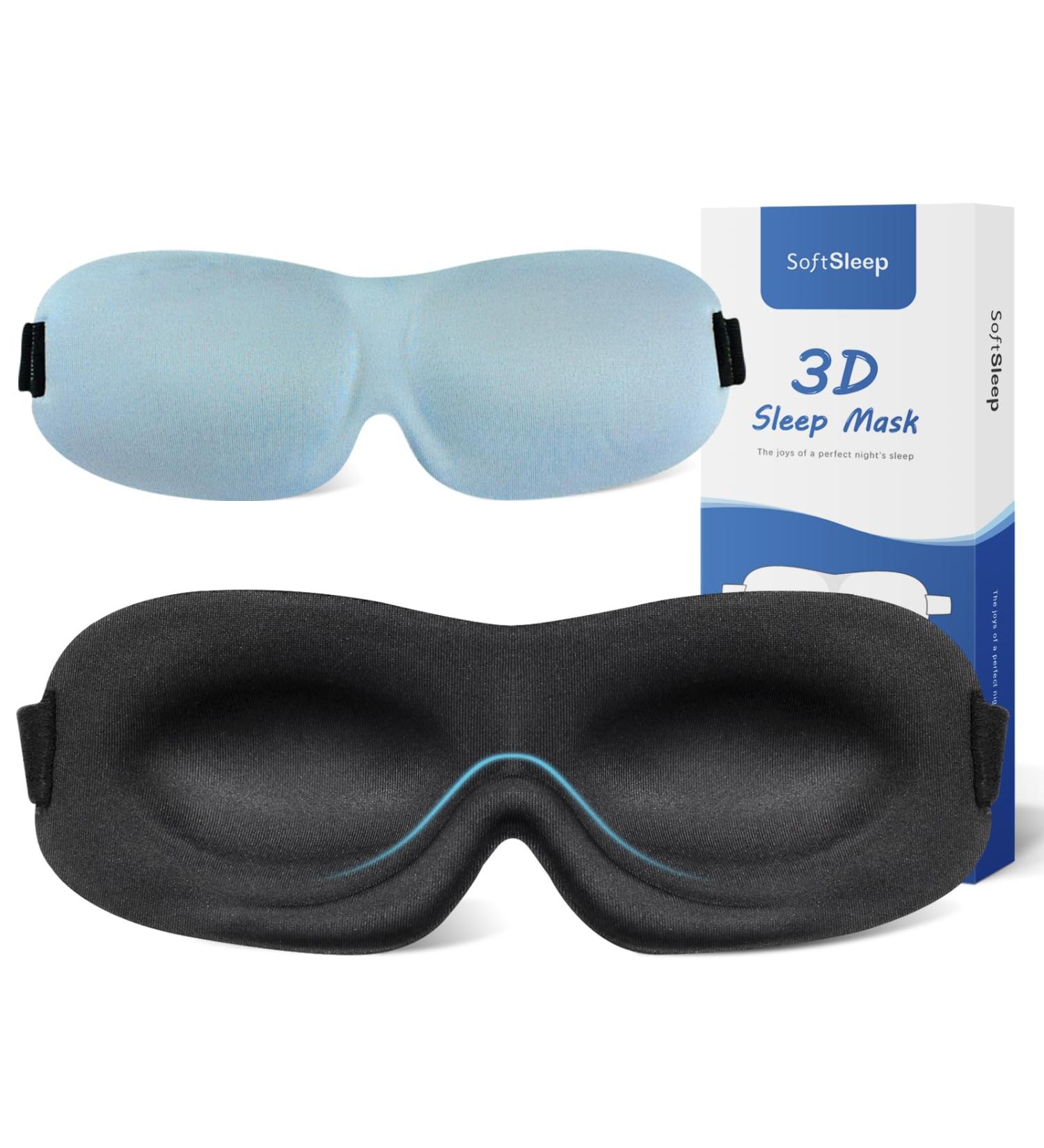 Blackout Sleep Mask for Side Sleepers - 3D Contoured Eye Cover with Invisible Nose Pad | Ultra Soft Breathable Blindfold for Men & Women | Ideal for Travel Napping & Yoga - Buy Online on GoSupps.com