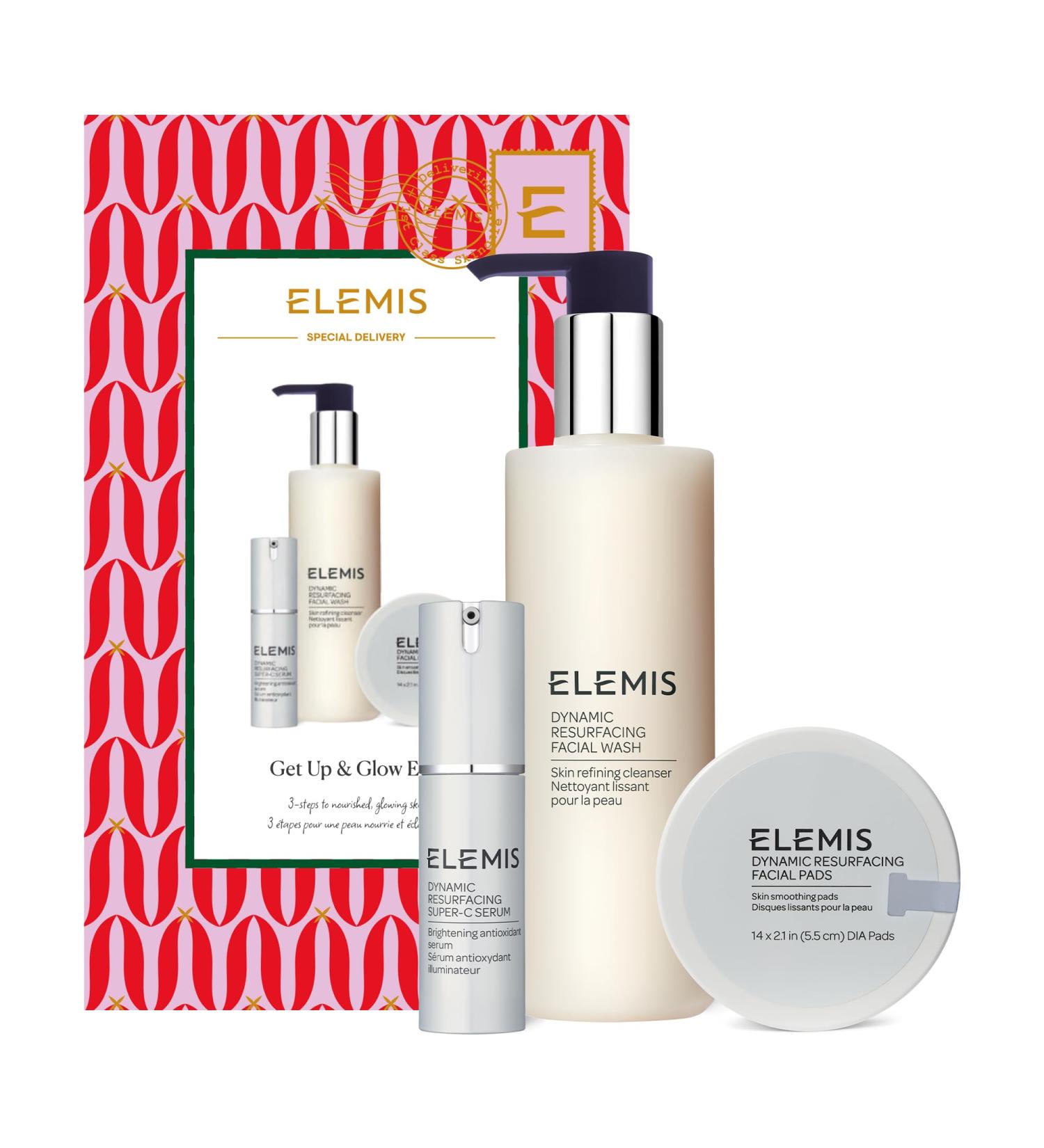 Elemis Limited Edition Gift of Glow Collection: Dynamic Resurfacing Facial Wash, Brightening Vitamin C Serum & Tri-Enzyme Facial Pads - Luxury Skincare Set - Buy Online on GoSupps.com