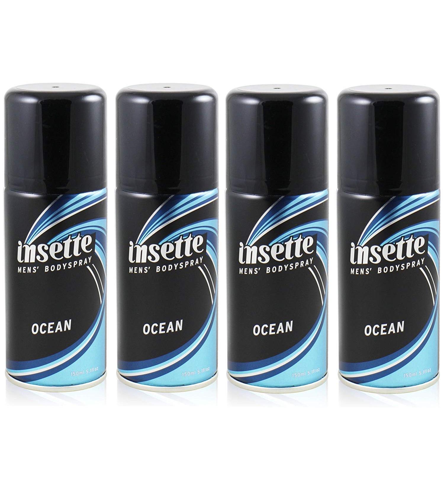 x4 Insette OCEAN Mens Deodorant BODY SPRAY 150ml