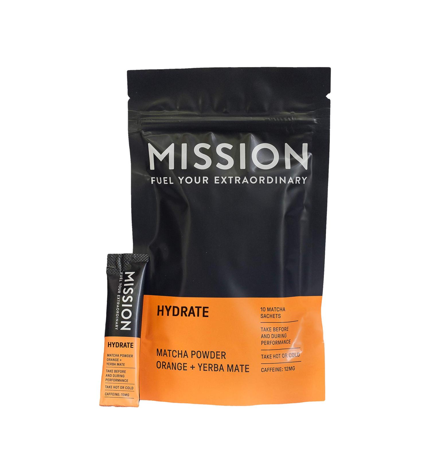 Hydrate Matcha Tea Sachets - Matcha Powder with Orange & Yerba Mate (10 Count) - Buy Online on GoSupps.com