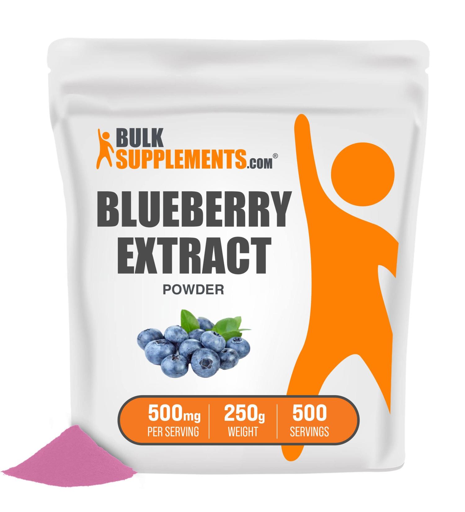 Blueberry Extract Powder - Antioxidant Supplement for Smoothies & Baking - 250g Wild Blueberry Powder with Anthocyanins - 8.8oz Pack (1 Count) - Buy Online on GoSupps.com