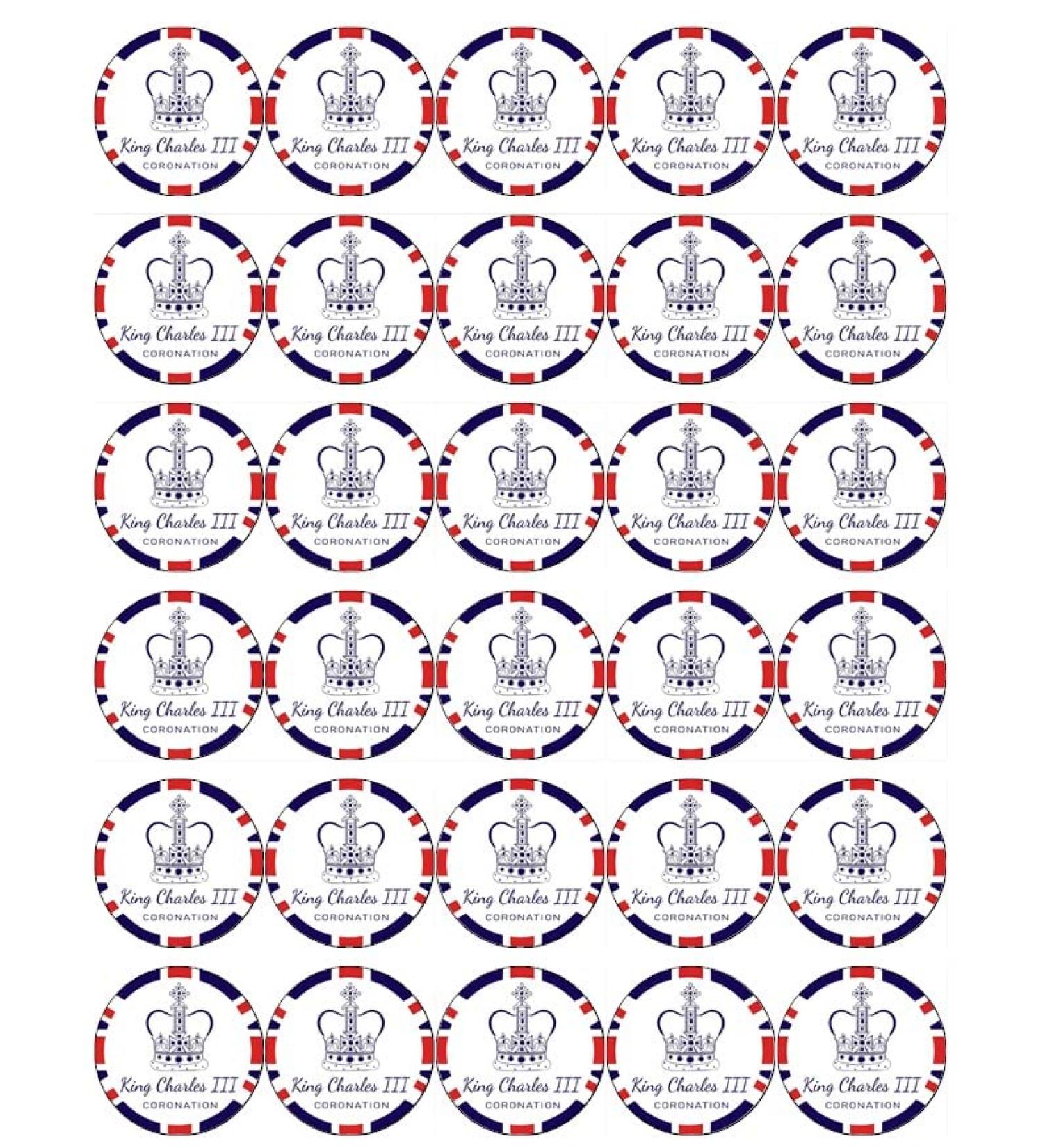 30 King Charles III Roayl Family Coronation Cupcake Toppers Edible Wafer Paper Fairy Cake Toppers Birthday Cakes Decorations