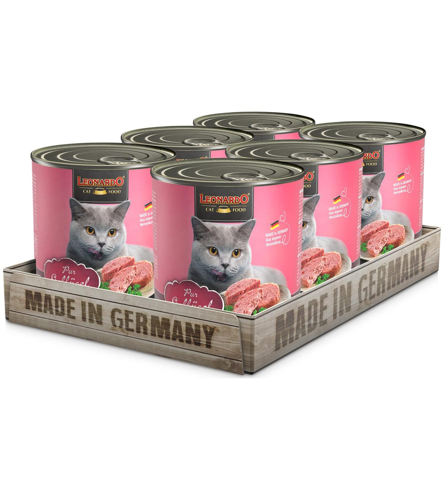 LEONARDO wet food for cats pure poultry 6x 800g can grain-free cat food complete food Made in Germany 800 g (pack of 6)