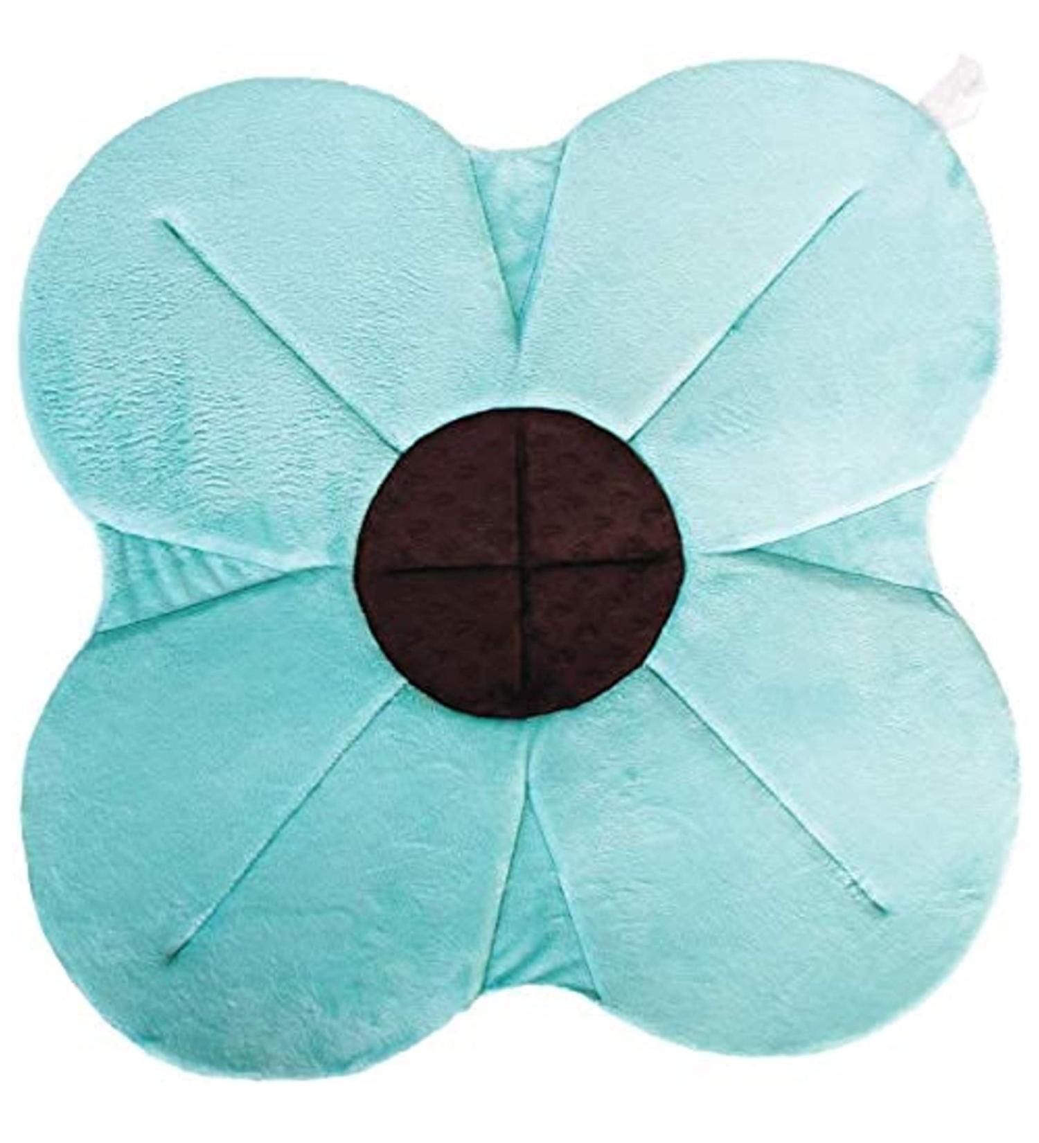 Blooming Bath Poppy Baby Bath Pad - Plush Minky Flower Sink Bath Cushion - Seafoam/Brown - Buy Online on GoSupps.com