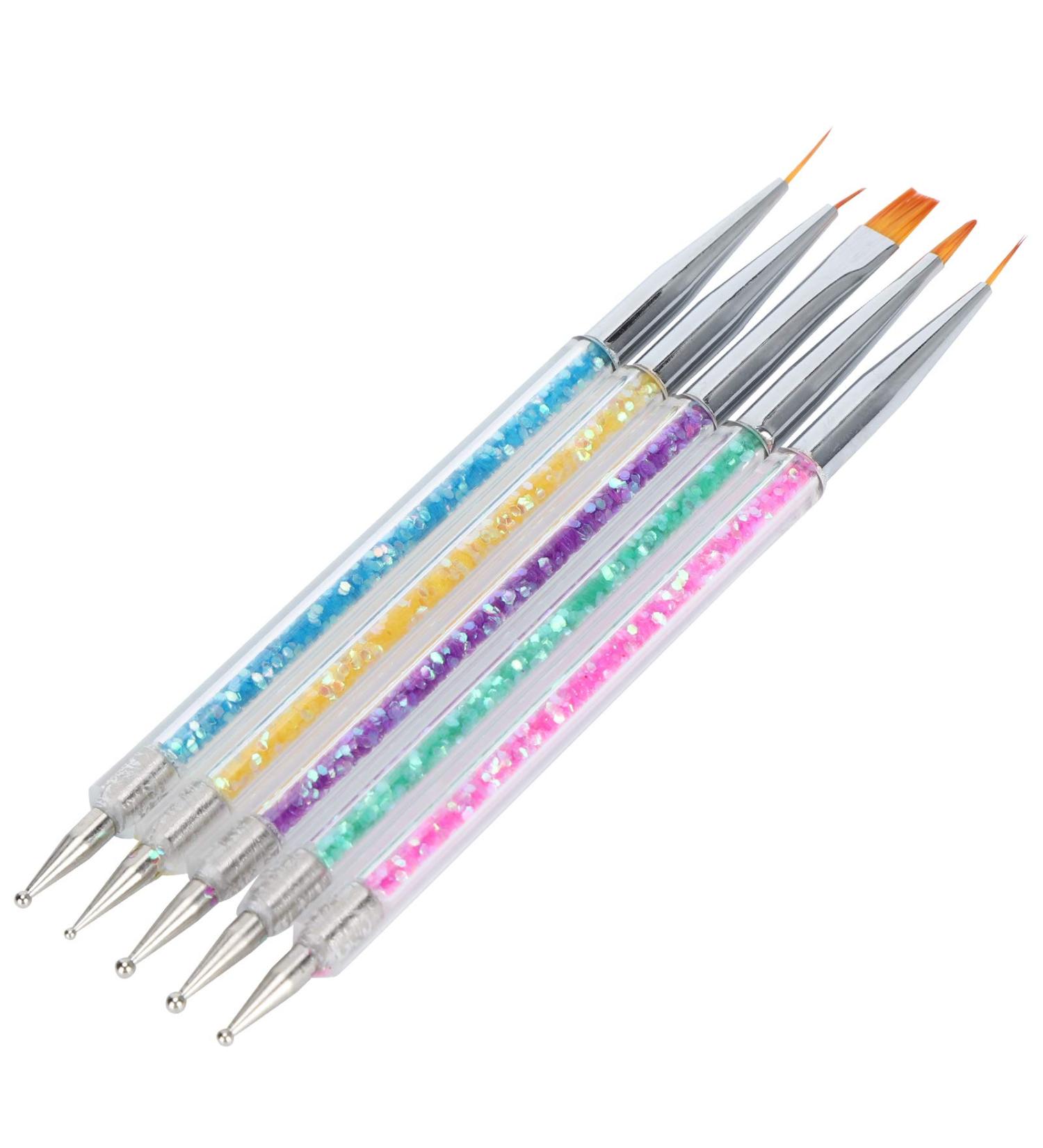 Nail Painting Dotting Pen Professional Multifunctional Double end Pen Nail Art Brush 5pcs for Dotting for Liner for Painting for Nail Art - Buy Online on GoSupps.com