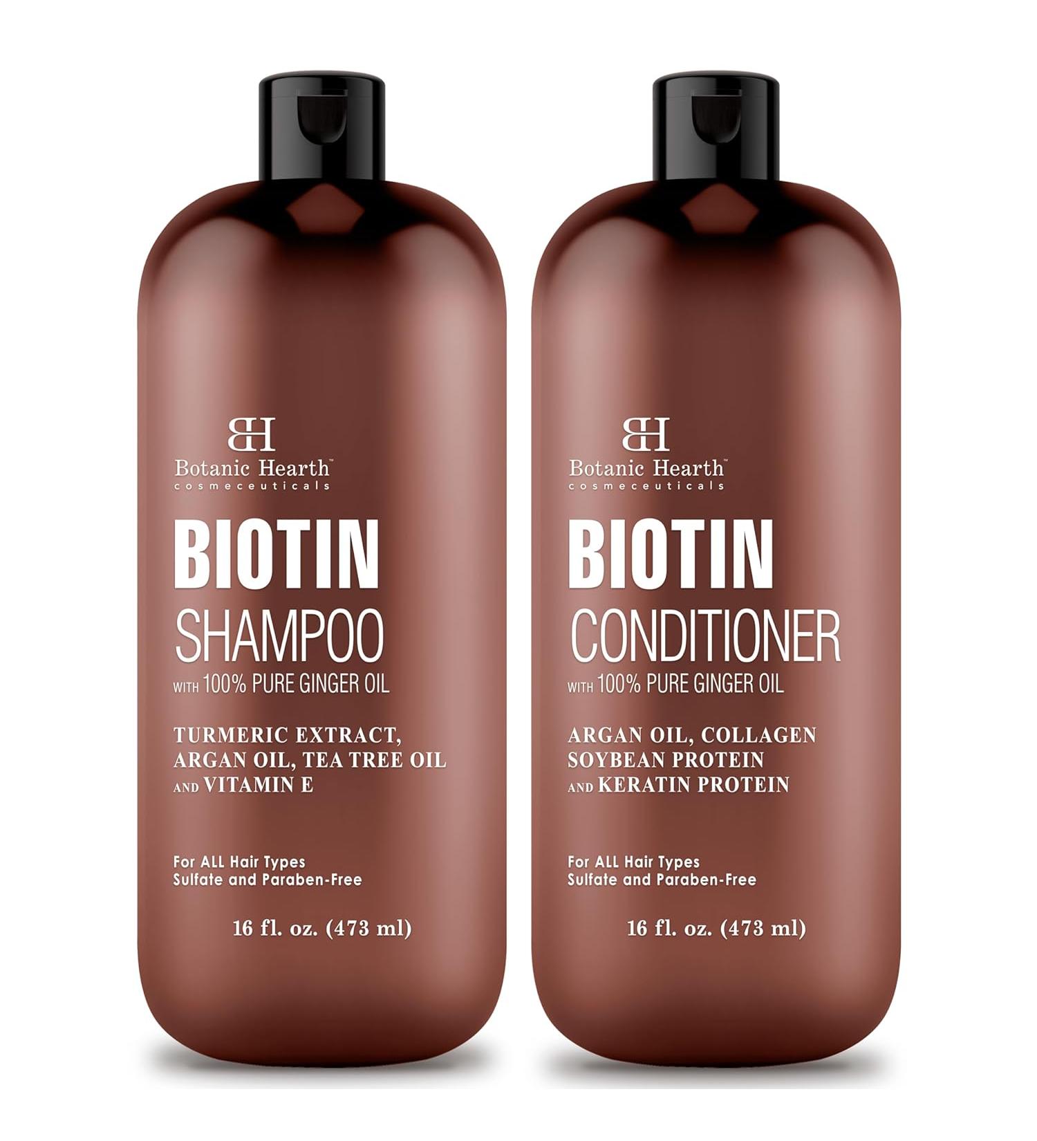 BOTANIC HEARTH Biotin Shampoo and Conditioner Set with Ginger Oil & Keratin - Fight Hair Loss, Sulfate-Free for Men and Women - 16 fl oz each - Buy Online on GoSupps.com