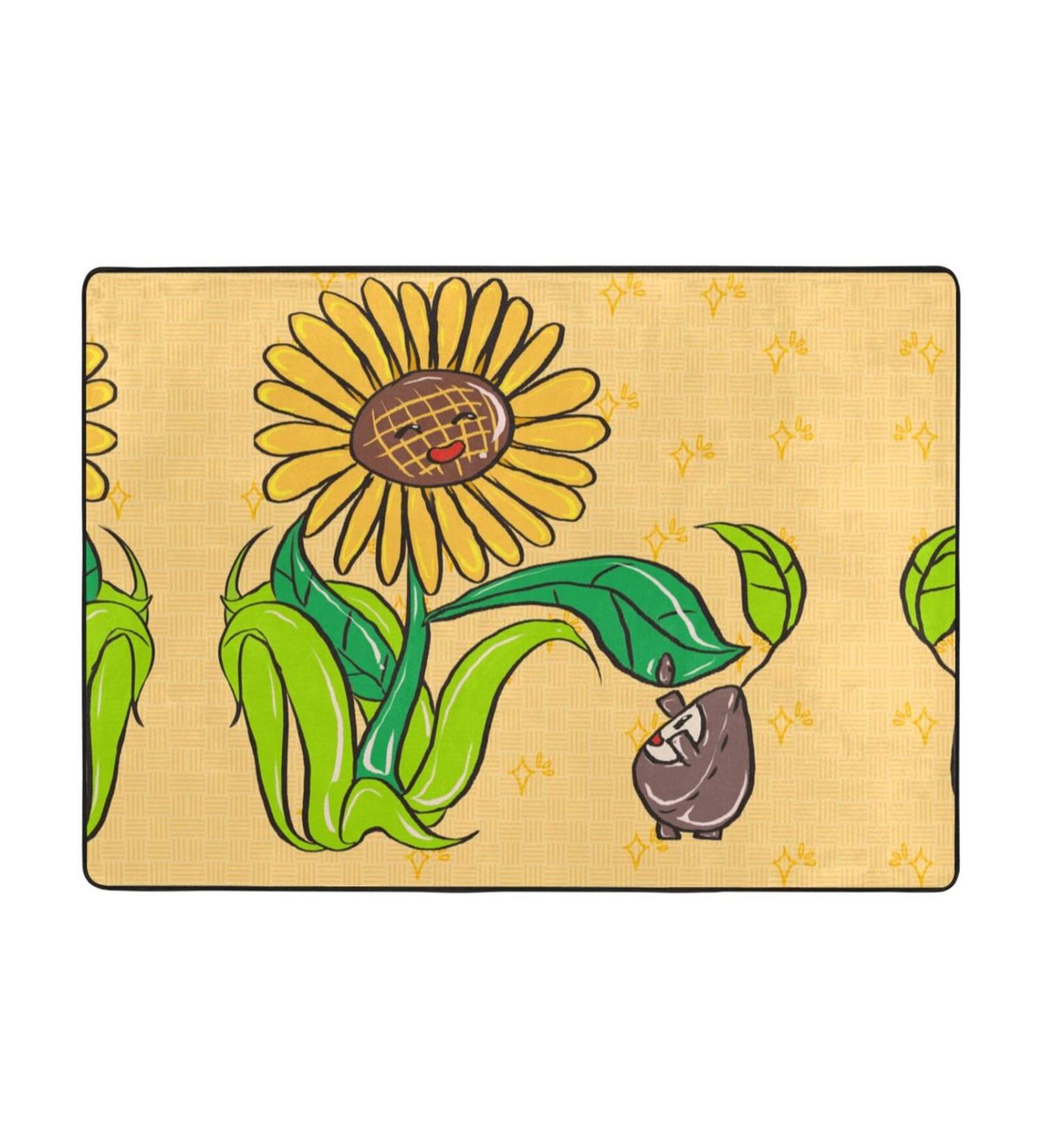 Yyhhaofa Sunflower Seeds and Sunflowers Oversized Carpet 80 X 58 Inch Rug Soft to The Touch with Fine Nap Wear - Buy Online on GoSupps.com
