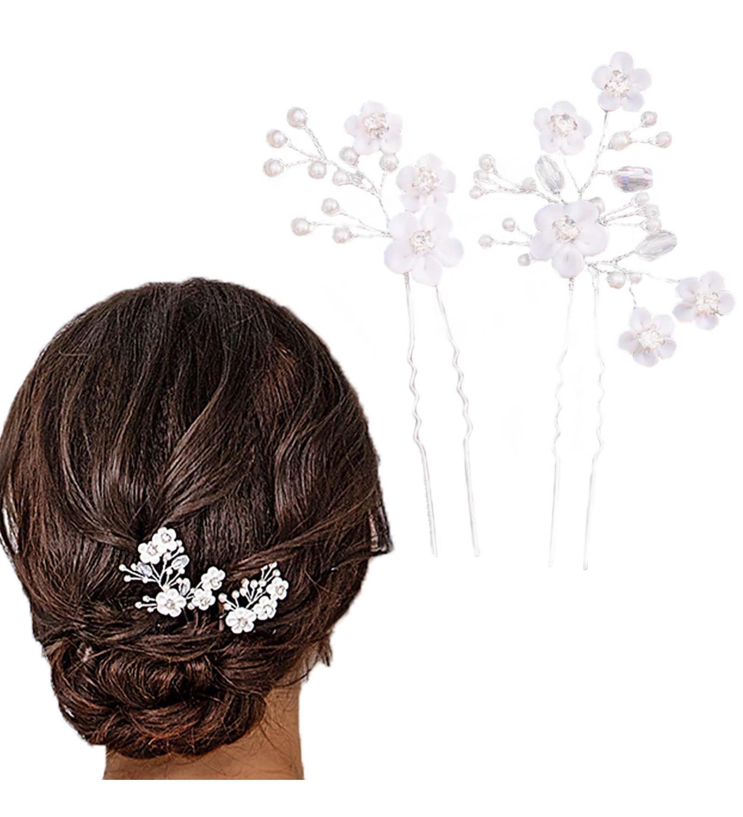 Flayem Wedding Hairpins - Silver Rhinestone Bridal Jewelry & Hair Accessories (2 Pieces) for Women & Girls - Buy Online on GoSupps.com