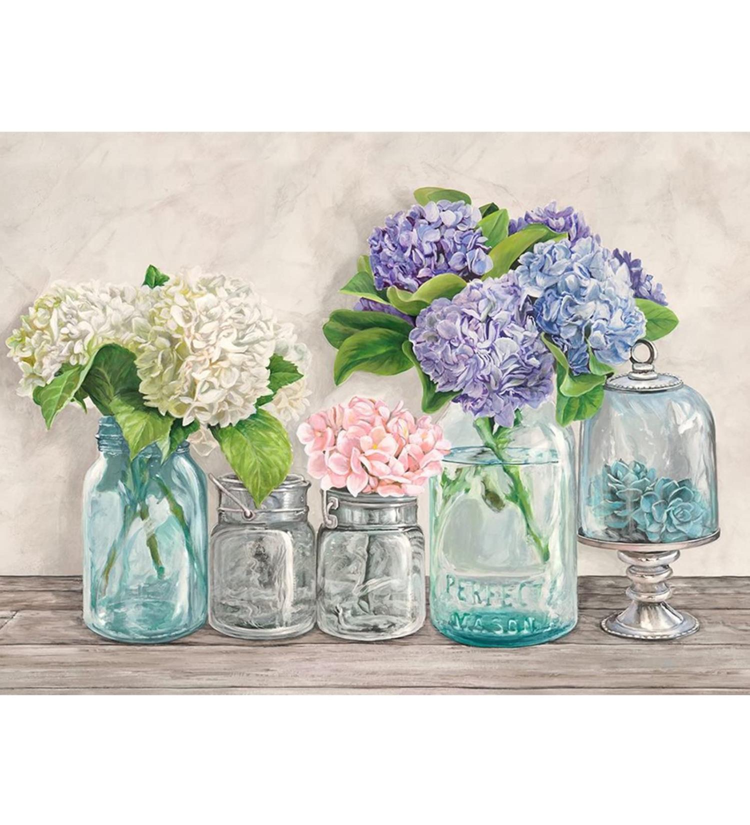 Hydrangea Diamond Painting Kit for Adults & Kids - DIY 5D Full Drill Round Rhinestone Embroidery Craft - Floral Flowers Bottle Rustic Home Wall Decor - 12x16inch - Frameless - Buy Online on GoSupps.com