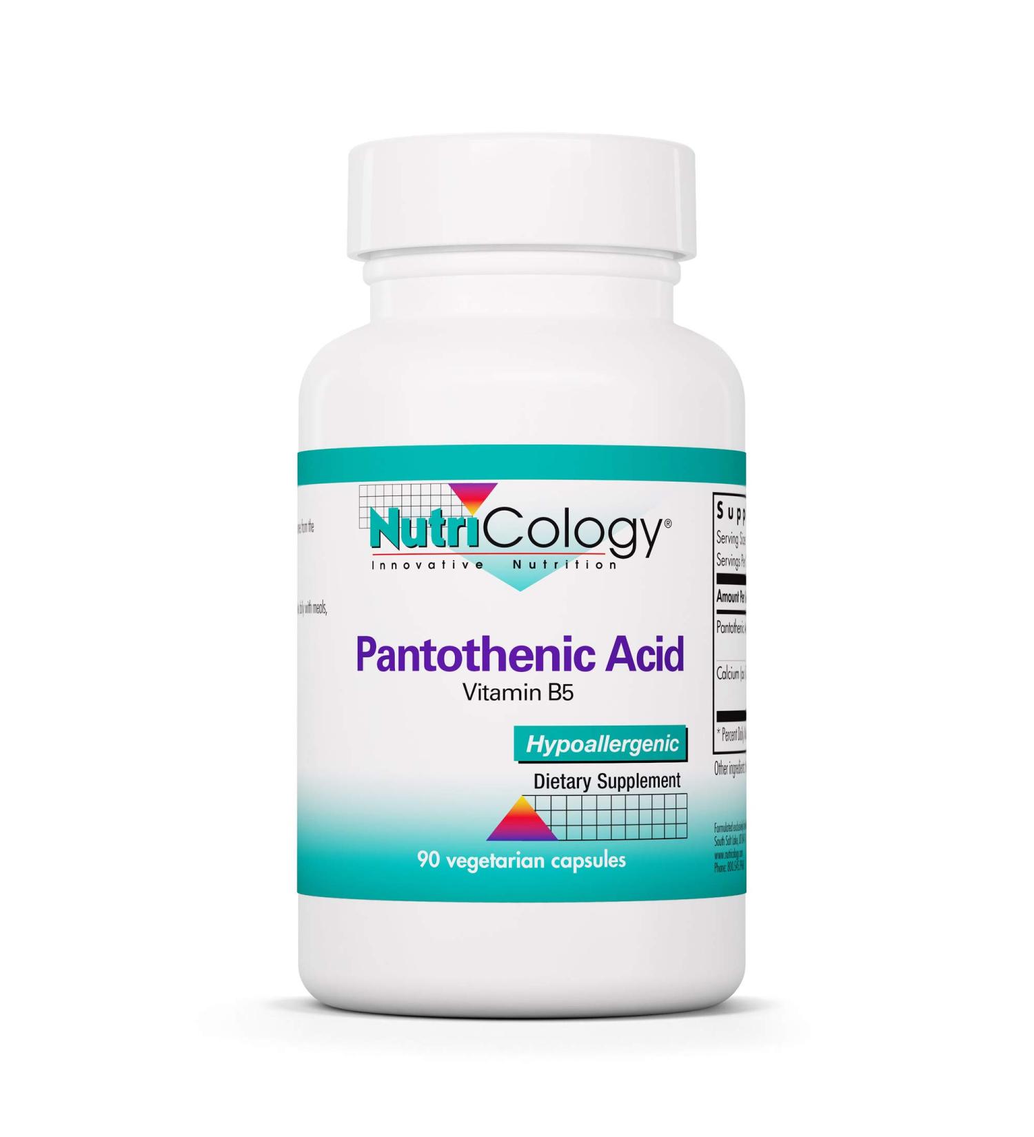 Nutricology Pantothenic Acid 90 Vegetarian Capsules - Vitamin B5 for Cellular Energy and Adrenals - Buy Online on GoSupps.com