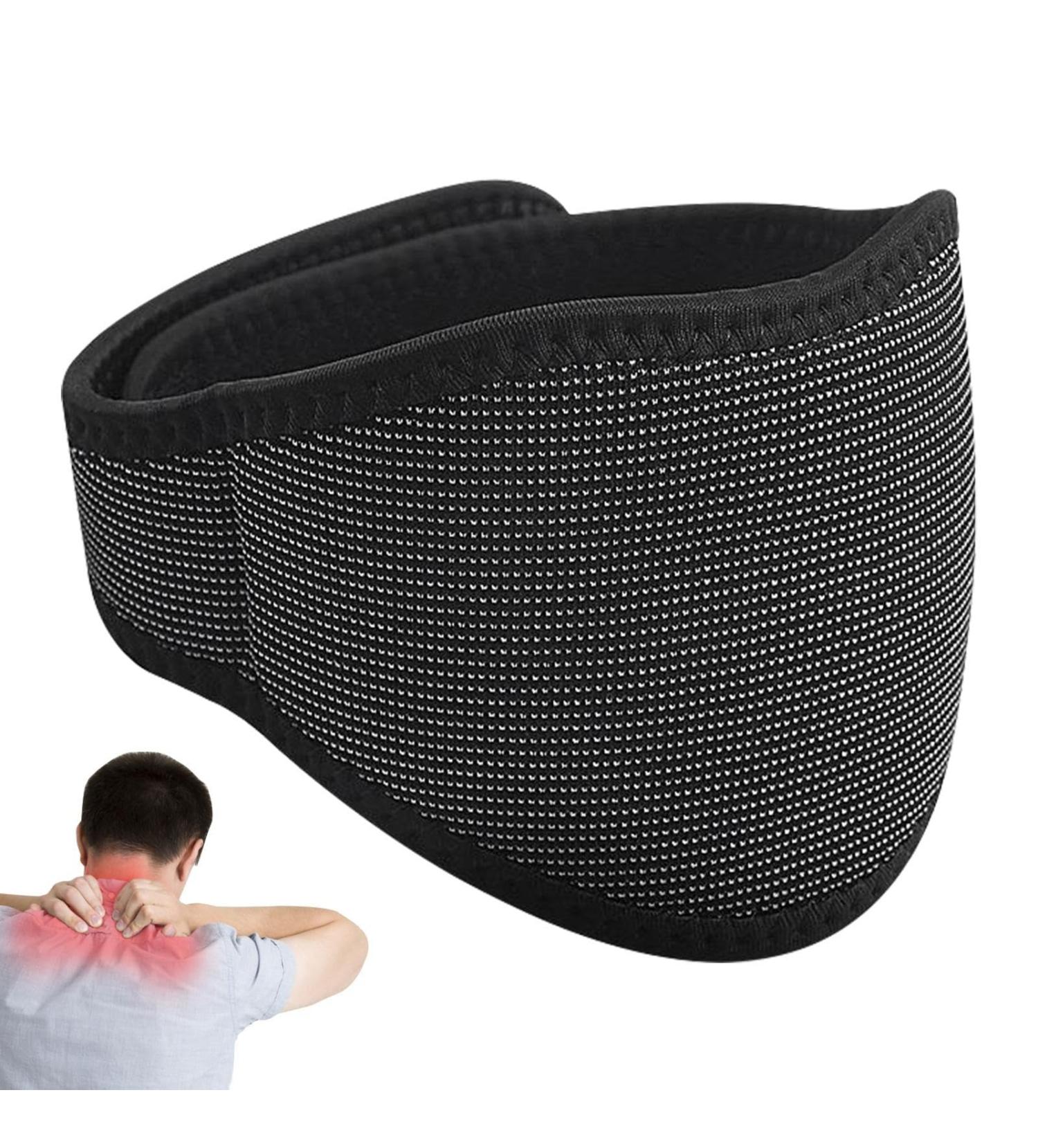 Rolempon Heated Neck Wrap - Magnetic Support for Fatigue Relief | Portable Wormwood Neck & Shoulder Protector - Unisex Black - Buy Online on GoSupps.com