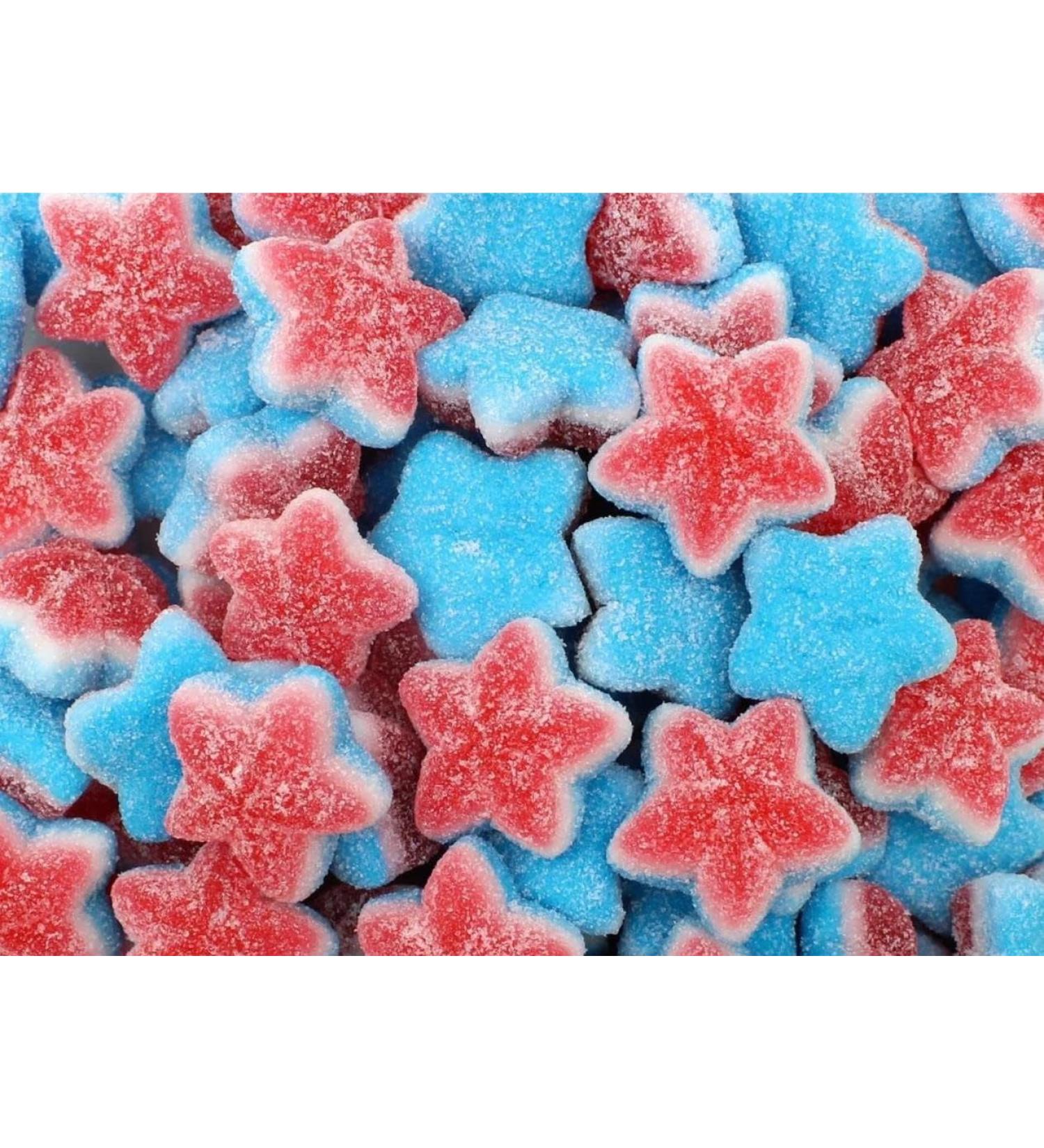 1kg Fizzy Cherry Ravazzi Stars Candy Pick & Mix Sweets Mixed Assortment Gummy Selection Resealable Pouch Share Bag