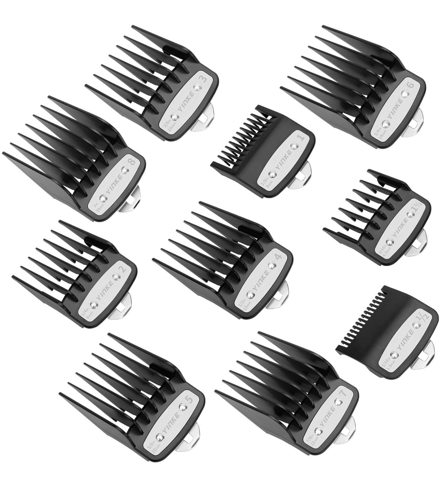 Yinke Clipper Guards #3171-500 - 10 Pack Premium Cutting Guides for Wahl Clippers, Metal Clip, 1/8-1 Sizes - Compatible with All Full Size Models - Buy Online on GoSupps.com
