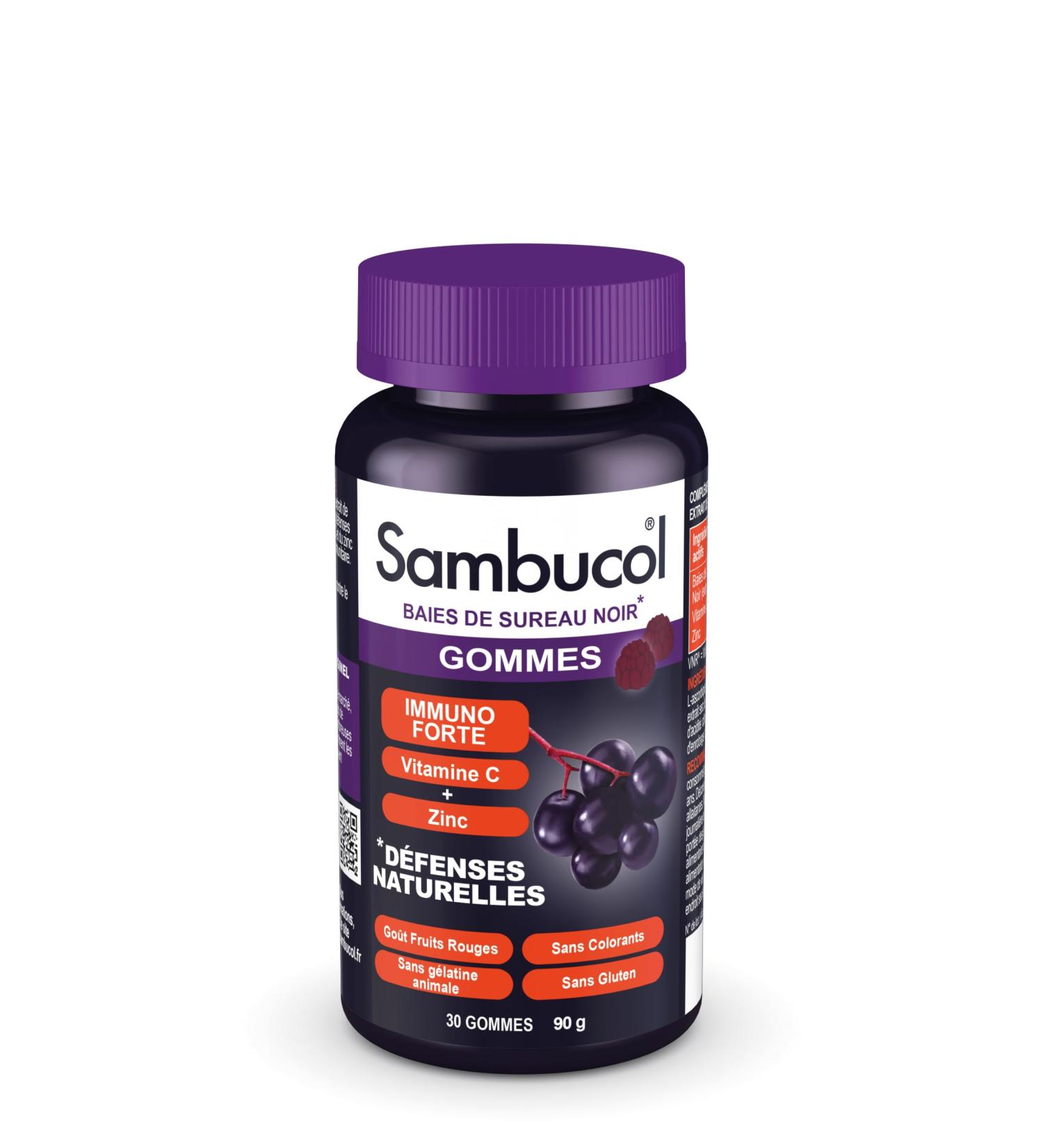 Sambucol Immuno Forte Gummies 30 Gommes Sureau Noir + Vitamine C & Zinc Pour Adultes & Enfants 12+ Vegan Sans Colorants Artificiels - Buy Online on GoSupps.com