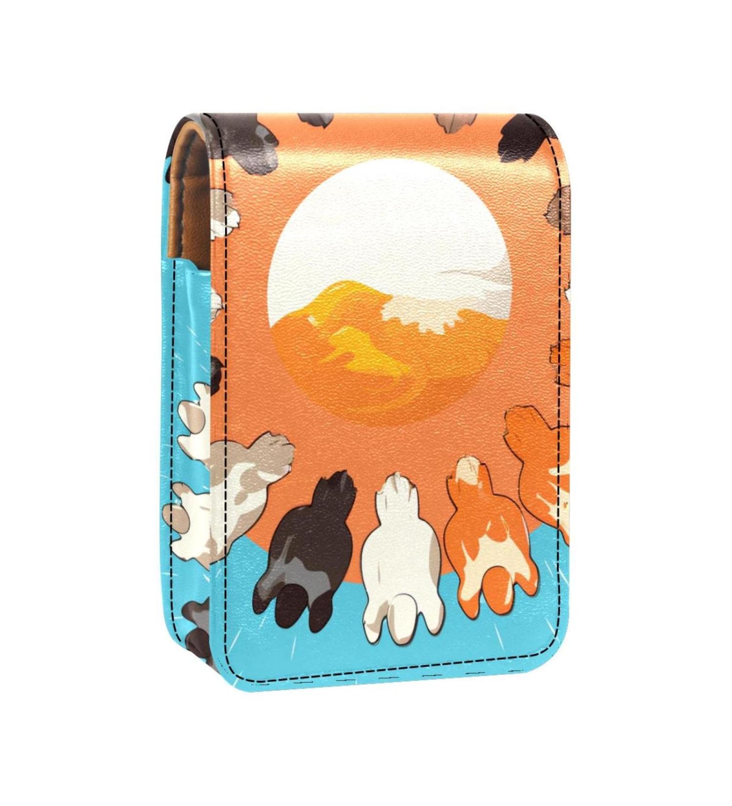 Colorful Cats Paw Lipstick Case | Leather Lip Gloss Organizer with Mirror - Mini Holder for International Shipping - Buy Online on GoSupps.com