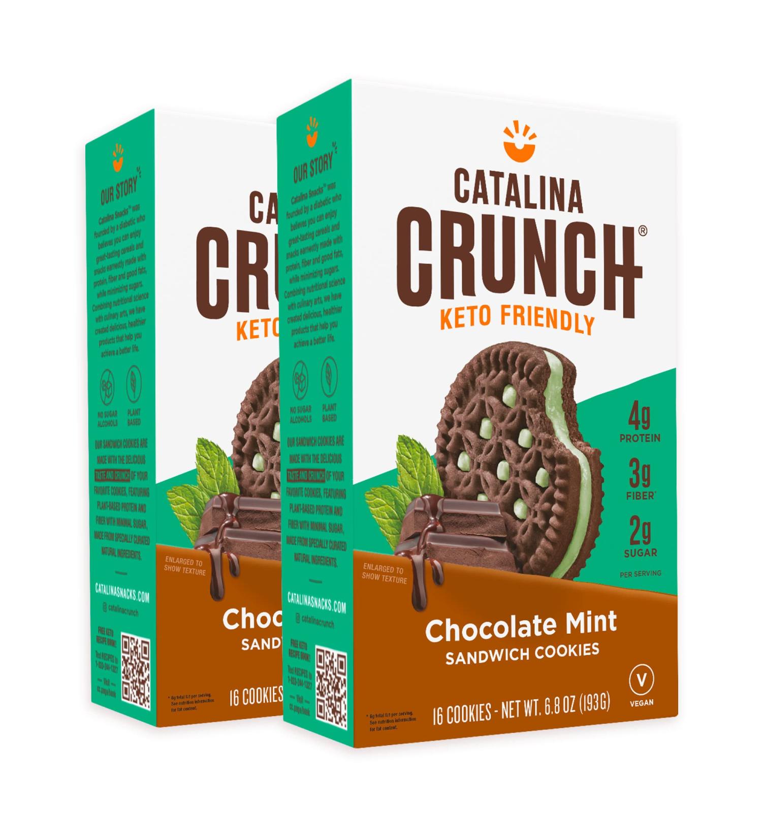 Catalina Crunch Chocolate Mint Keto Sandwich Cookies | Low Carb Vegan Treats | 2 Pack 6.8 oz - Buy Online on GoSupps.com