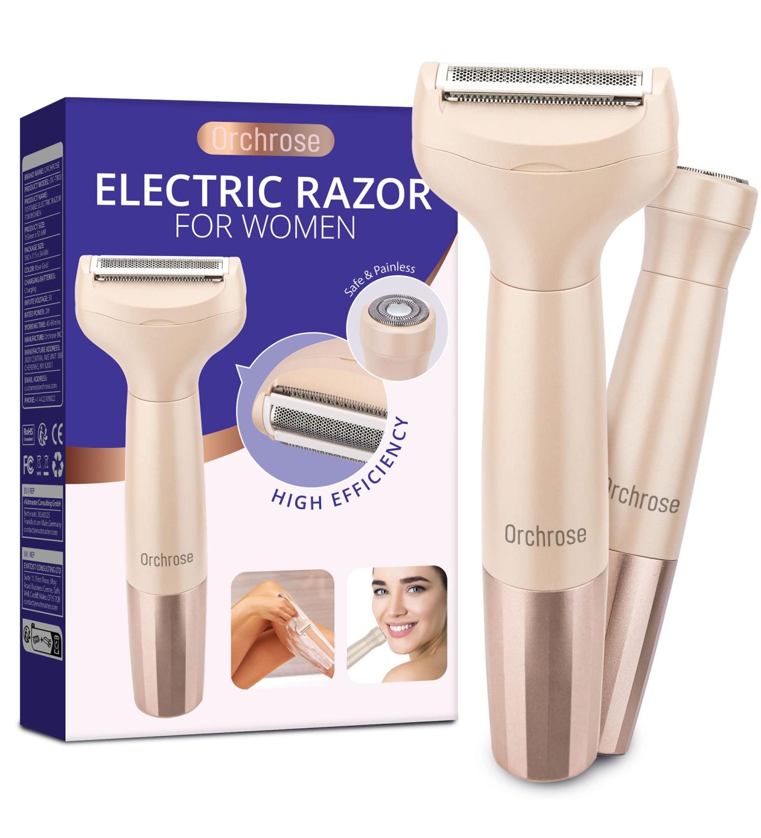 2-in-1 Women's Electric Razor for Face and Body - Painless Cordless Rechargeable Shaver - Buy Online on GoSupps.com