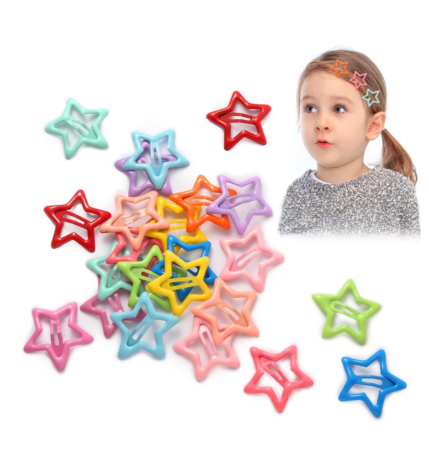30 Pcs Star Shaped Metal Hair Clips Barrettes for Girls - Mixed Color Cute Hair Accessories - Buy Online on GoSupps.com