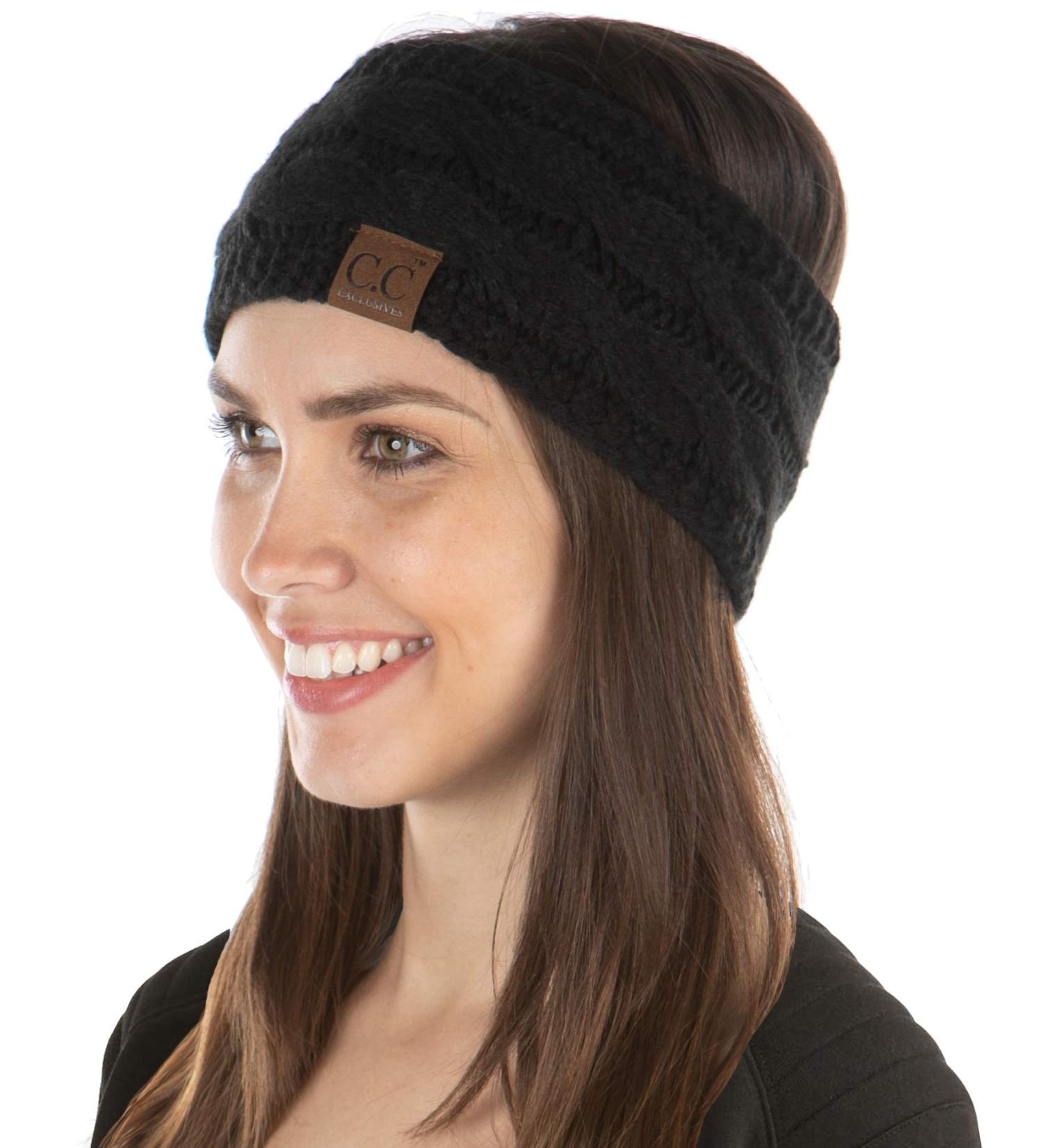 Women's Black Knit Winter Headwrap Ear Warmer Headband - Buy Online on GoSupps.com