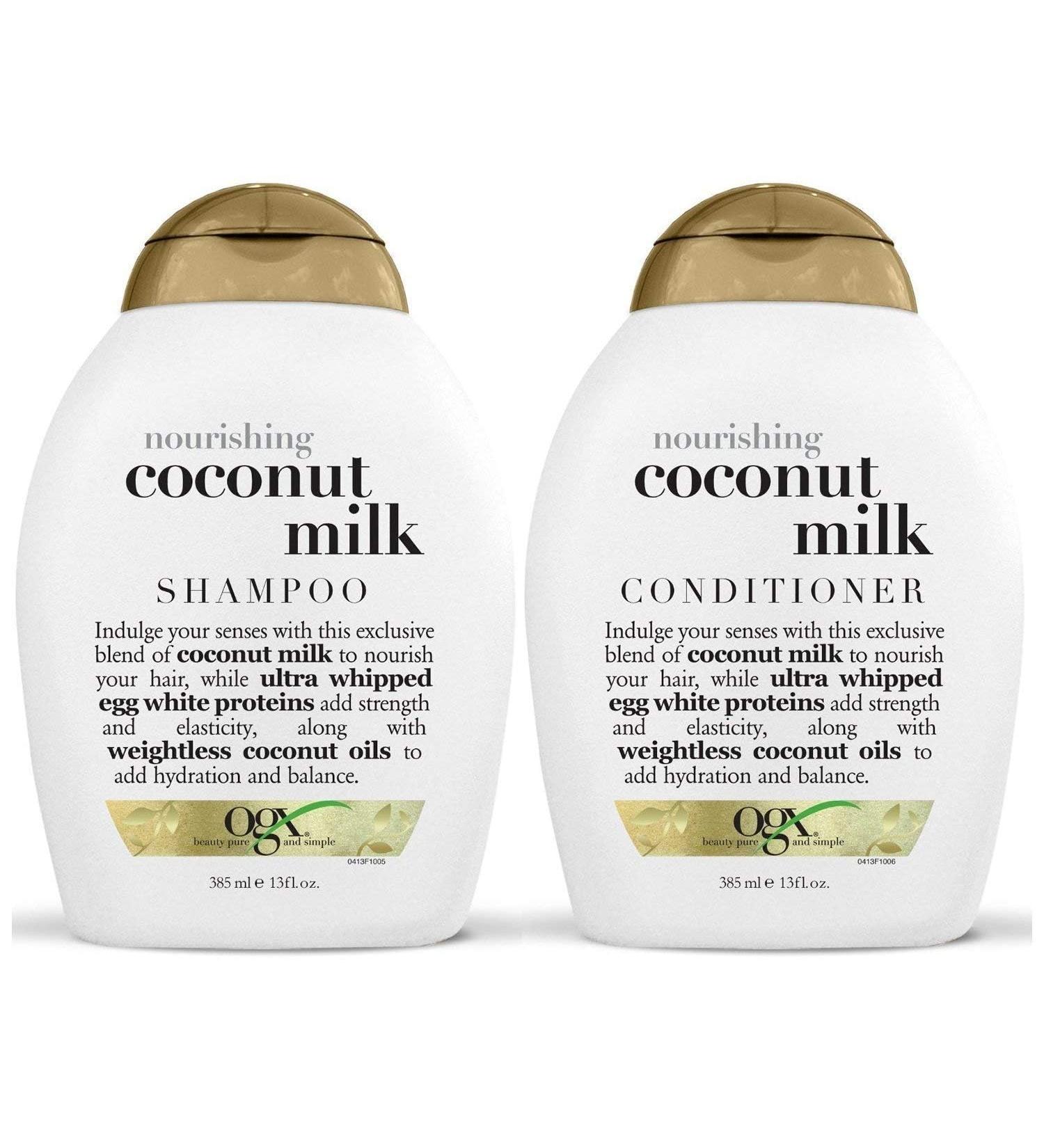 OGX Nourishing Coconut Milk Shampoo & Conditioner - Hydrating & Repairing - 13 Oz | International Shipping Available - Buy Online on GoSupps.com
