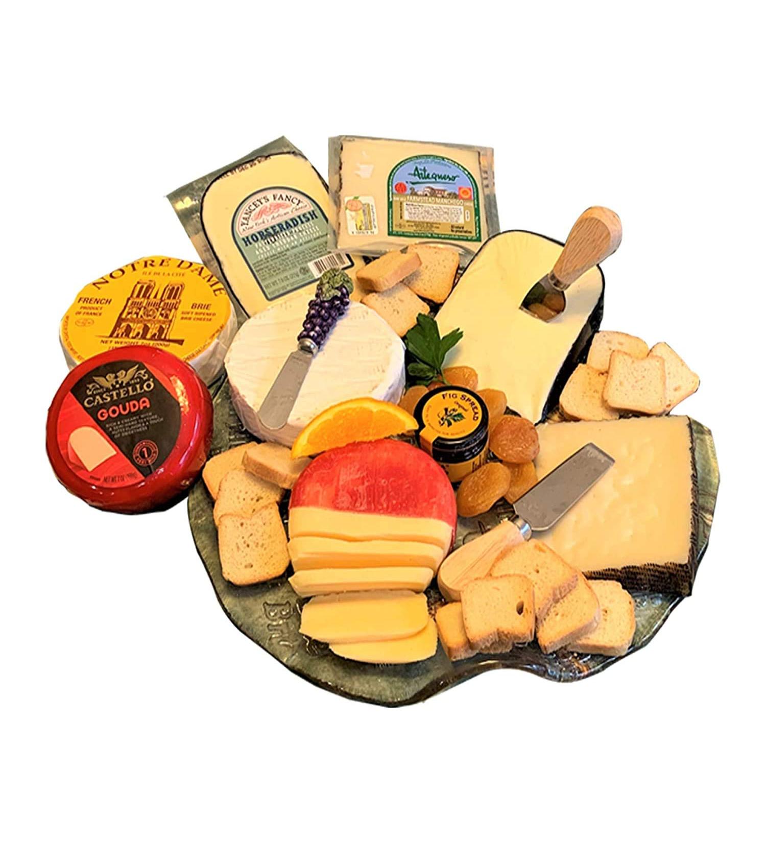 GiftWorld Imported Cheese Gift Basket - Gourmet Sampler Box with Knife | Perfect for Christmas, Birthdays, Congratulations, Sympathy & Business Gifts - Buy Online on GoSupps.com