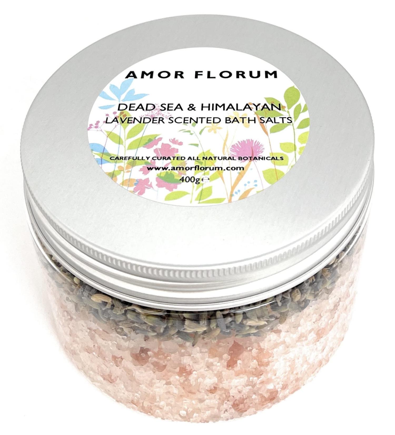 Amor Florum 100% Natural Bathing Salts - Himalayan & Totes Sea Salt with Lavender - Detoxify Hydrate & Relax - 400g International Shipping - Buy Online on GoSupps.com