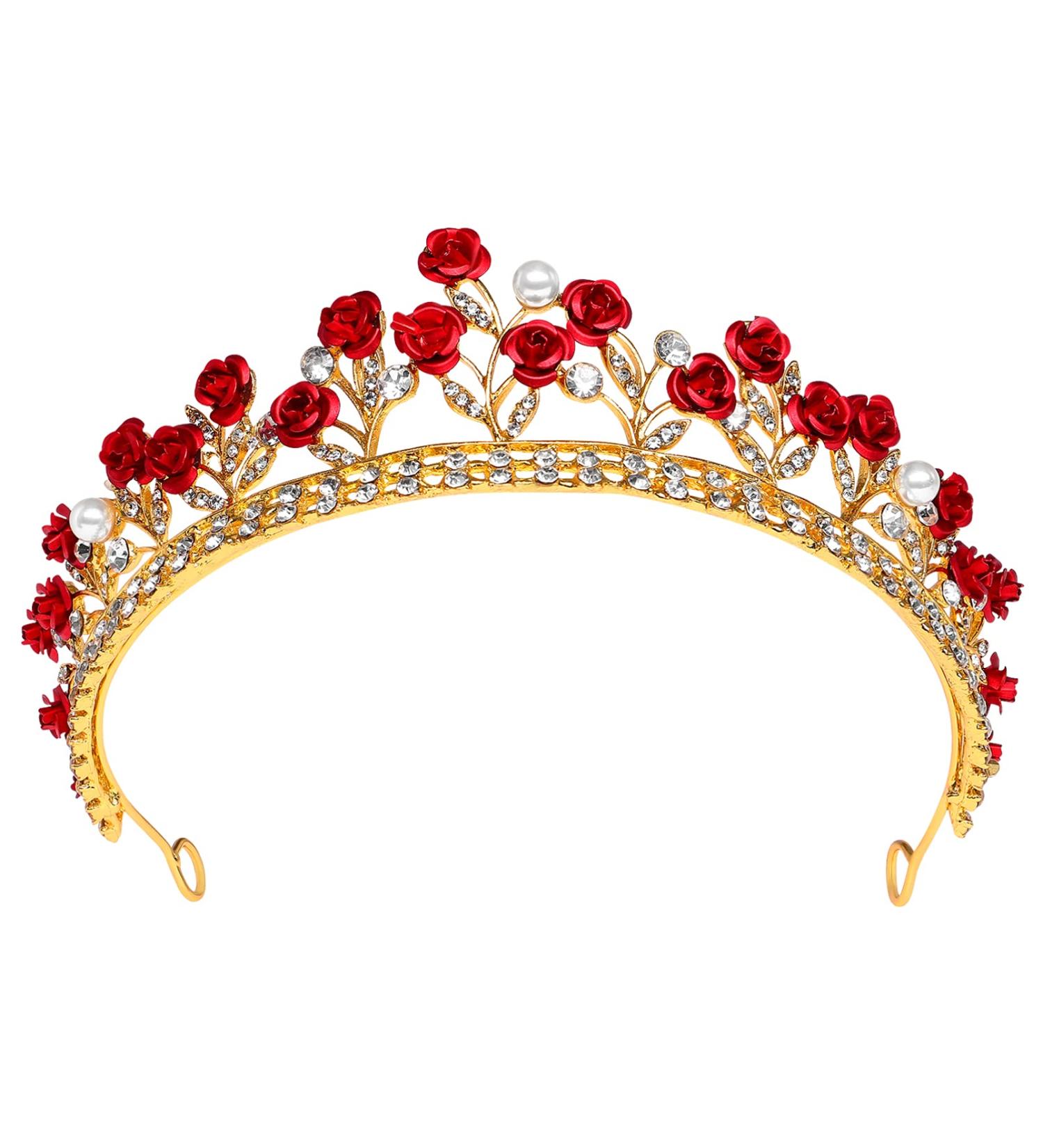 Girl Tiara Red Headband Women Tiaras and Crowns for Women Fake Rose Crown Red Tiara Rose Rhinestone Headband Girls Headbands Rose Rhinestone Crown Bride Crystal Bar Mitzvah - Buy Online on GoSupps.com
