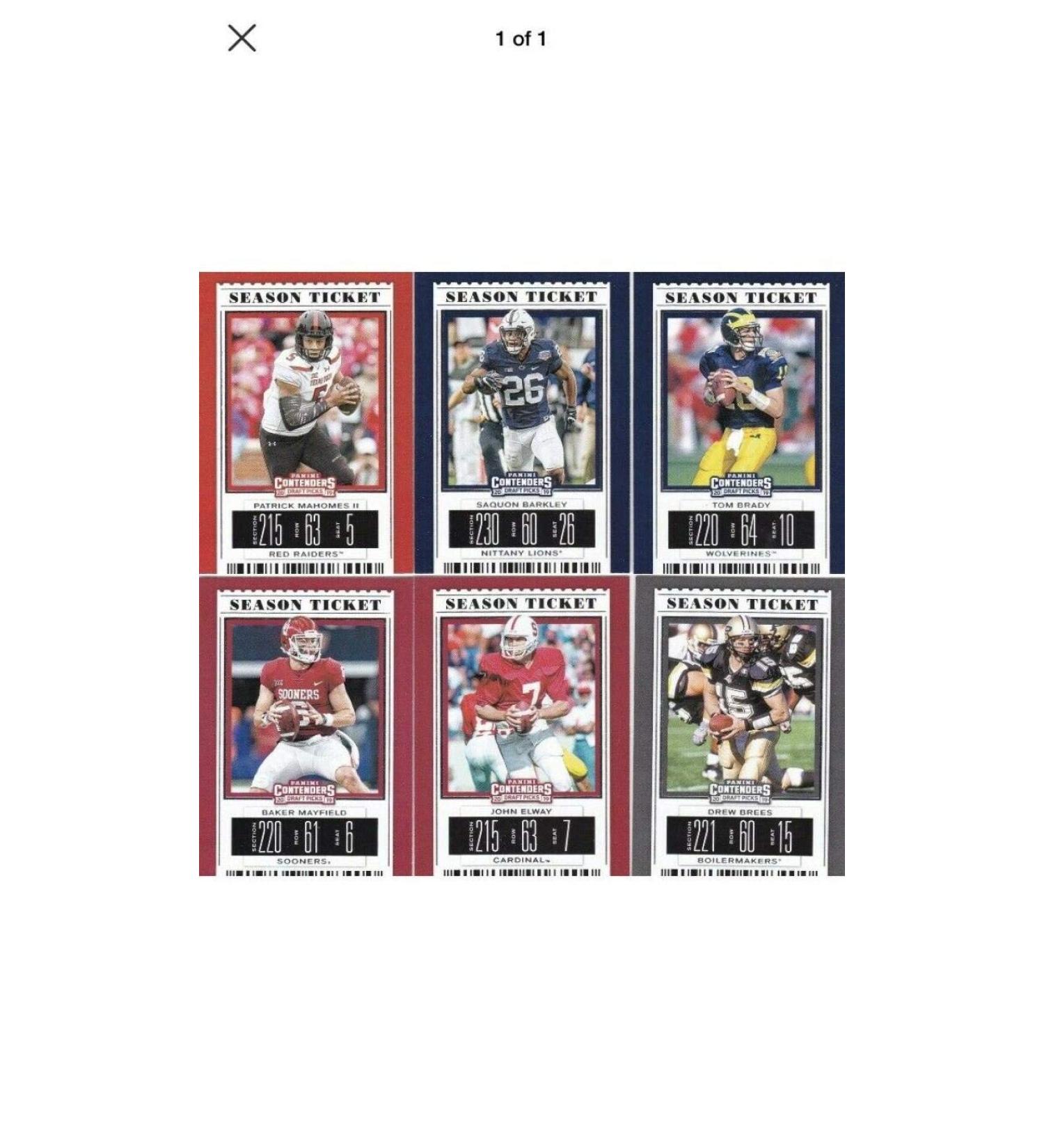 2019 Panini Contenders NCAA Football Set - Hand Collated Season Tickets with NFL Superstars like Brady, Rodgers, Manning, Kamara, Barkley, Mahomes, Jackson, and Allen - 100 Cards - Buy Online on GoSupps.com
