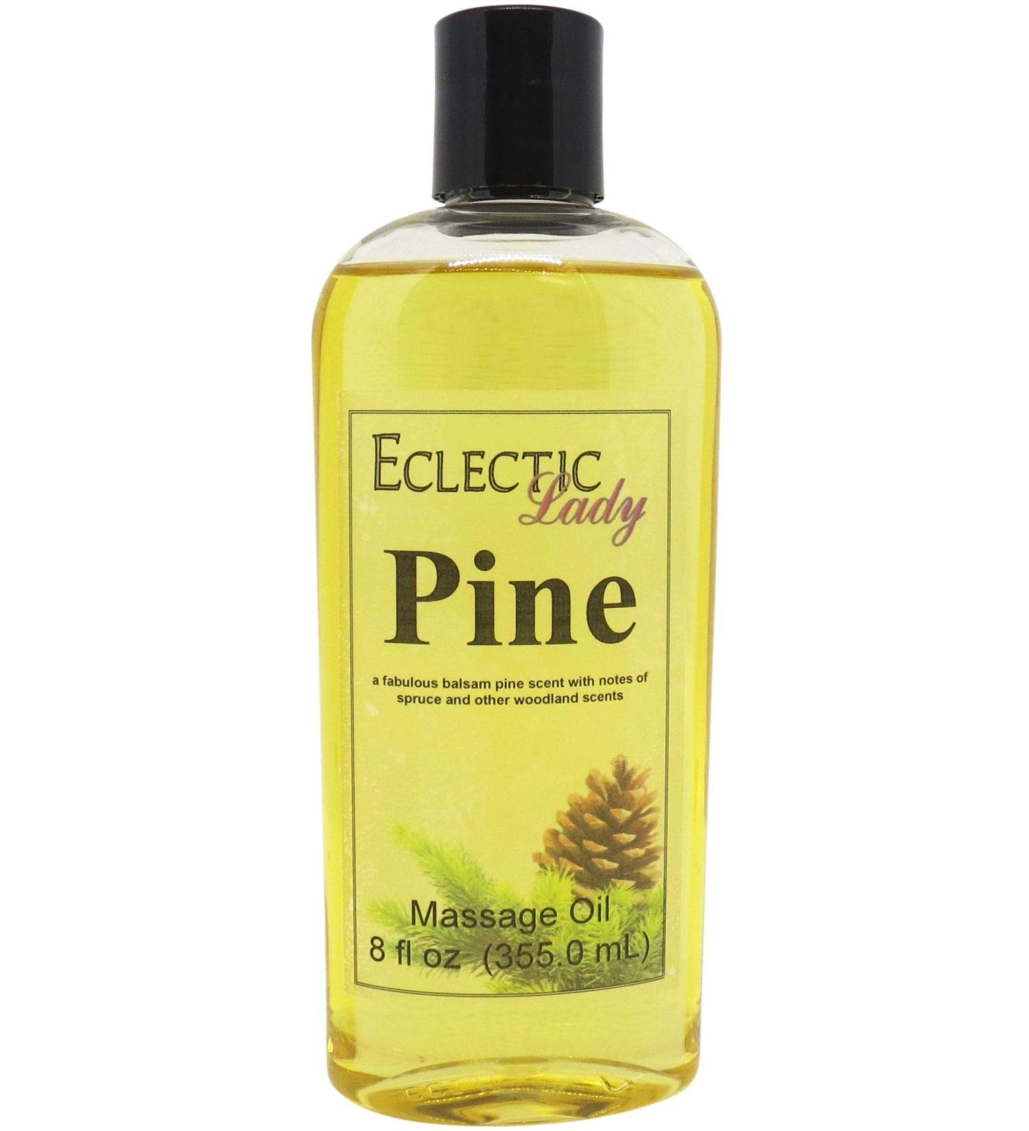 Pine Massage Oil 8 oz - Aromatherapy with Sweet Almond & Jojoba Oil Preservative Free Ideal for Relaxation - Buy Online on GoSupps.com