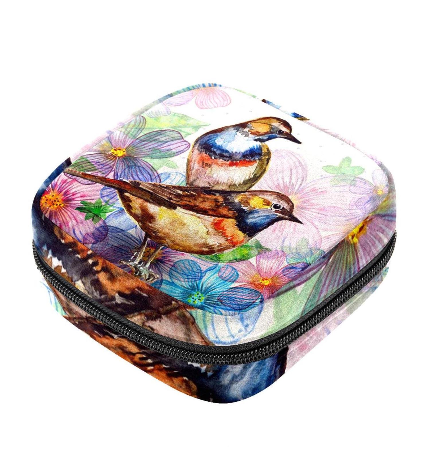 Buy Watercolor Napkin Storage Bag for Birds & Flowers - Portable Period Bag for Women Teens & Girls | Menstrual Cups & Breastfeeding Pillows Holder - International Shipping - Buy Online on GoSupps.com