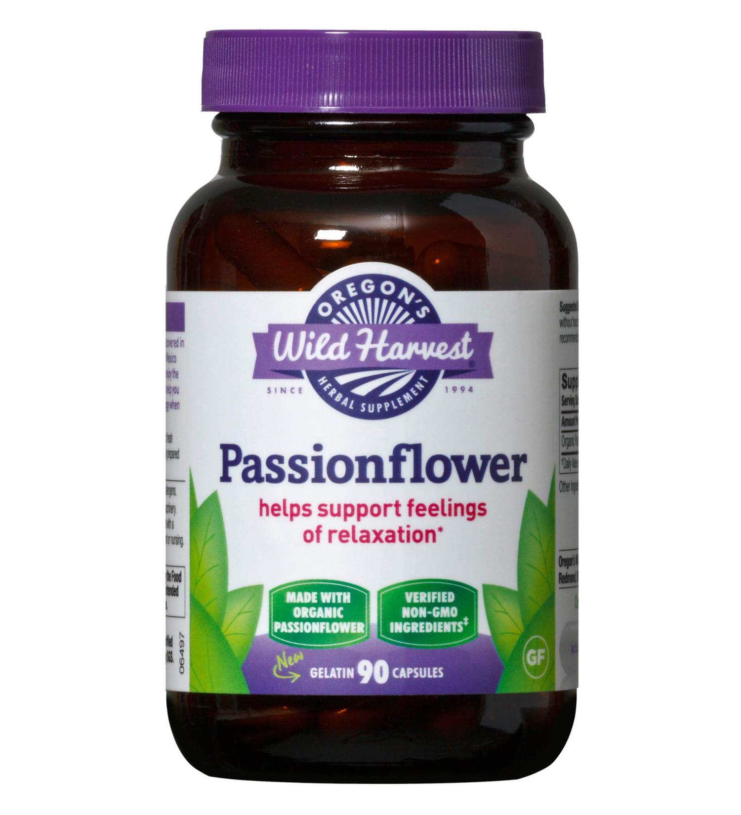 Oregon's Wild Harvest Passionflower - 90 Gelatin Capsules for Relaxation & Sleep - Buy Online on GoSupps.com