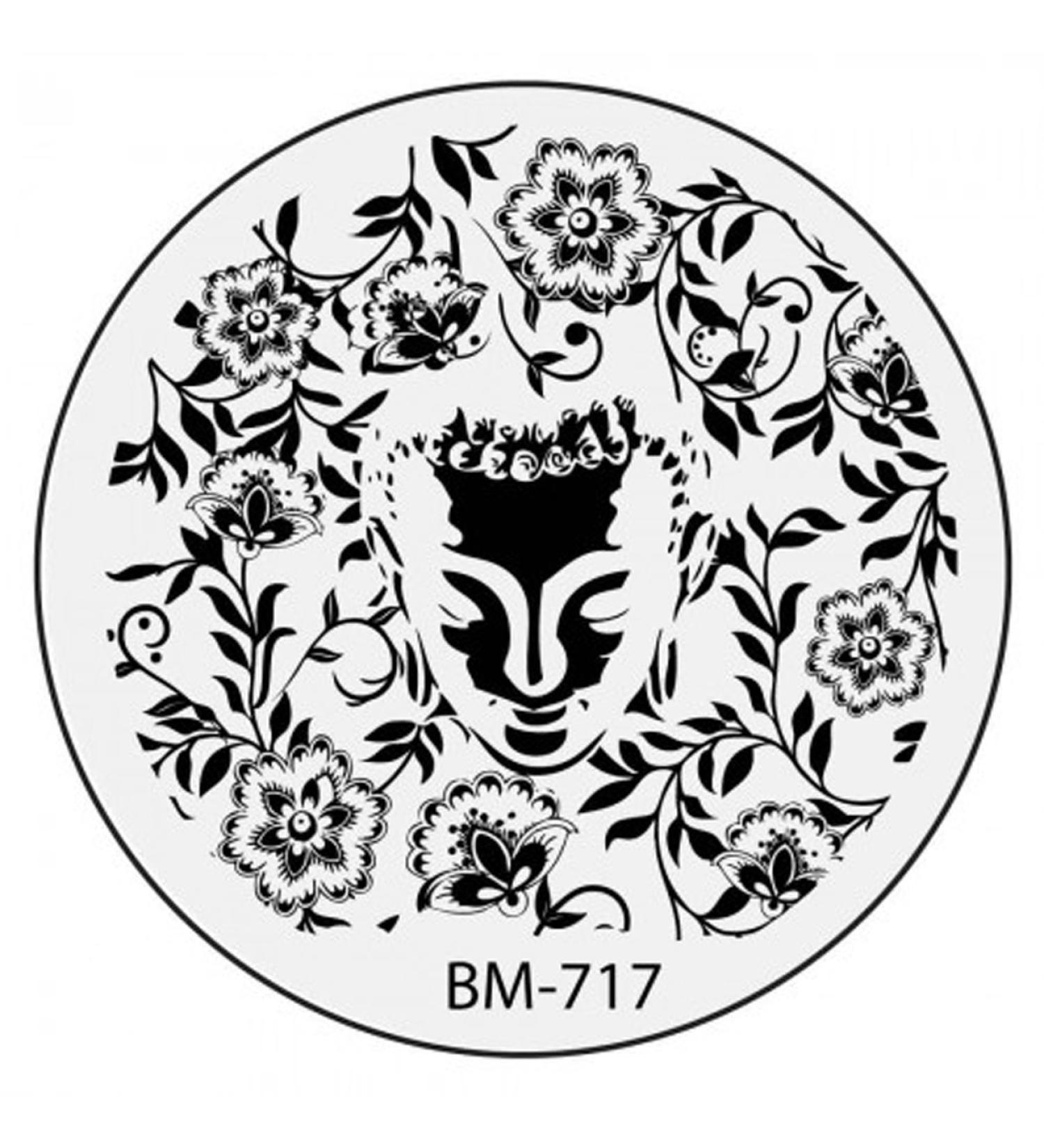 Stamping stencil plate BM 717 Bundlemonster flowers flower tribal nail art nail design