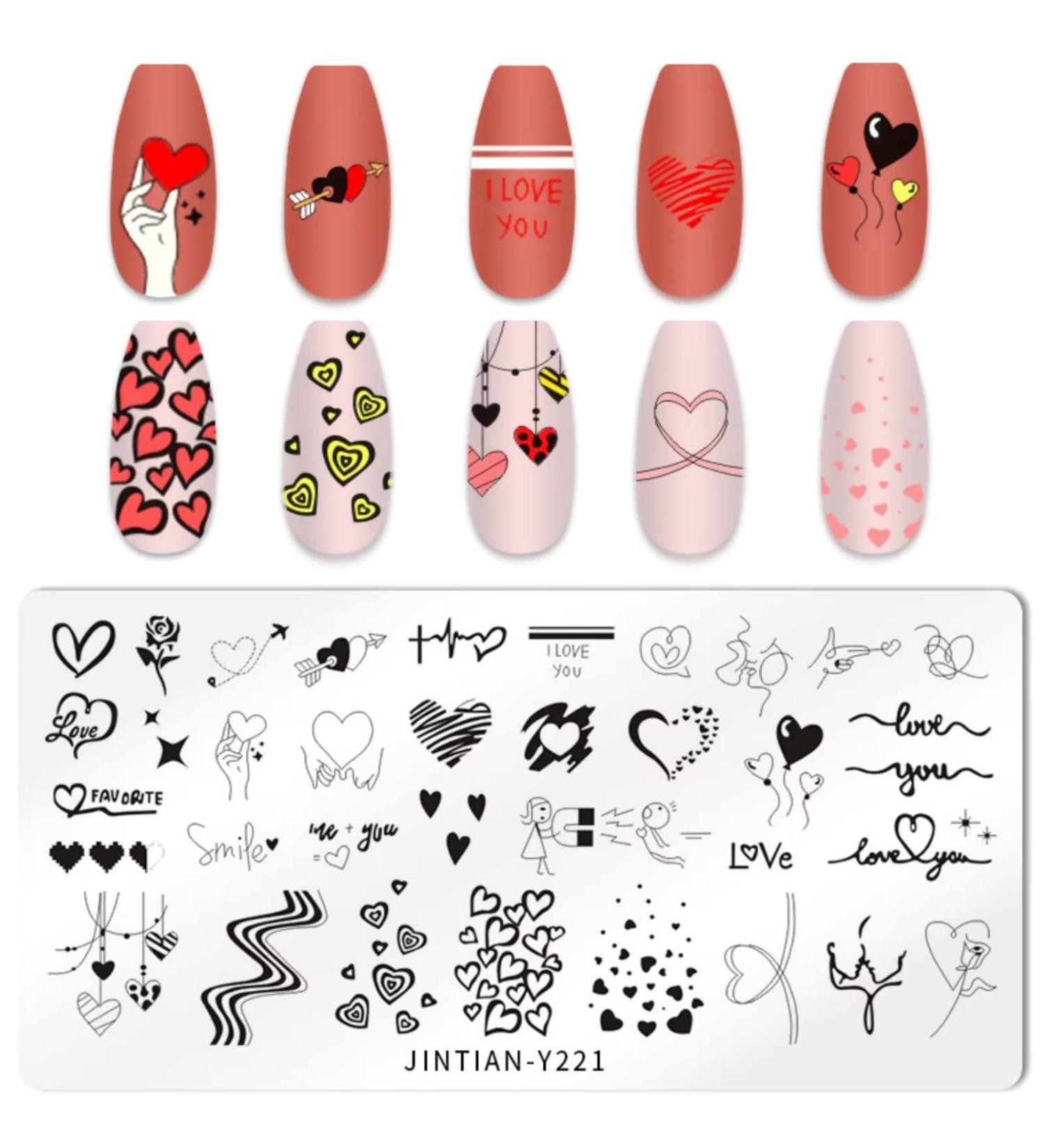 Runray Heart Nail Stamp Plate | Valentine s Day Nail Art Stencils | Stainless Steel Love Series Tools - Buy Online on GoSupps.com