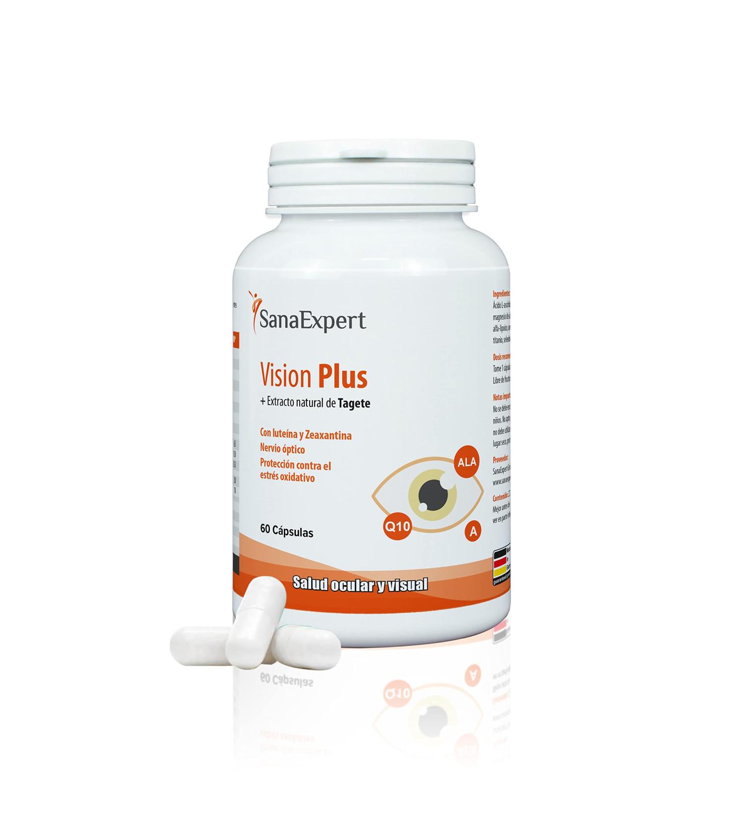 SANAEXPERT VISION PLUS - Enhance Eye Health & Vision Support with Lutein Zeaxanthin Coenzyme Q10 Vitamins A & E - 60 Capsules for Optic Nerve Health - International Shipping Available - Buy Online on GoSupps.com