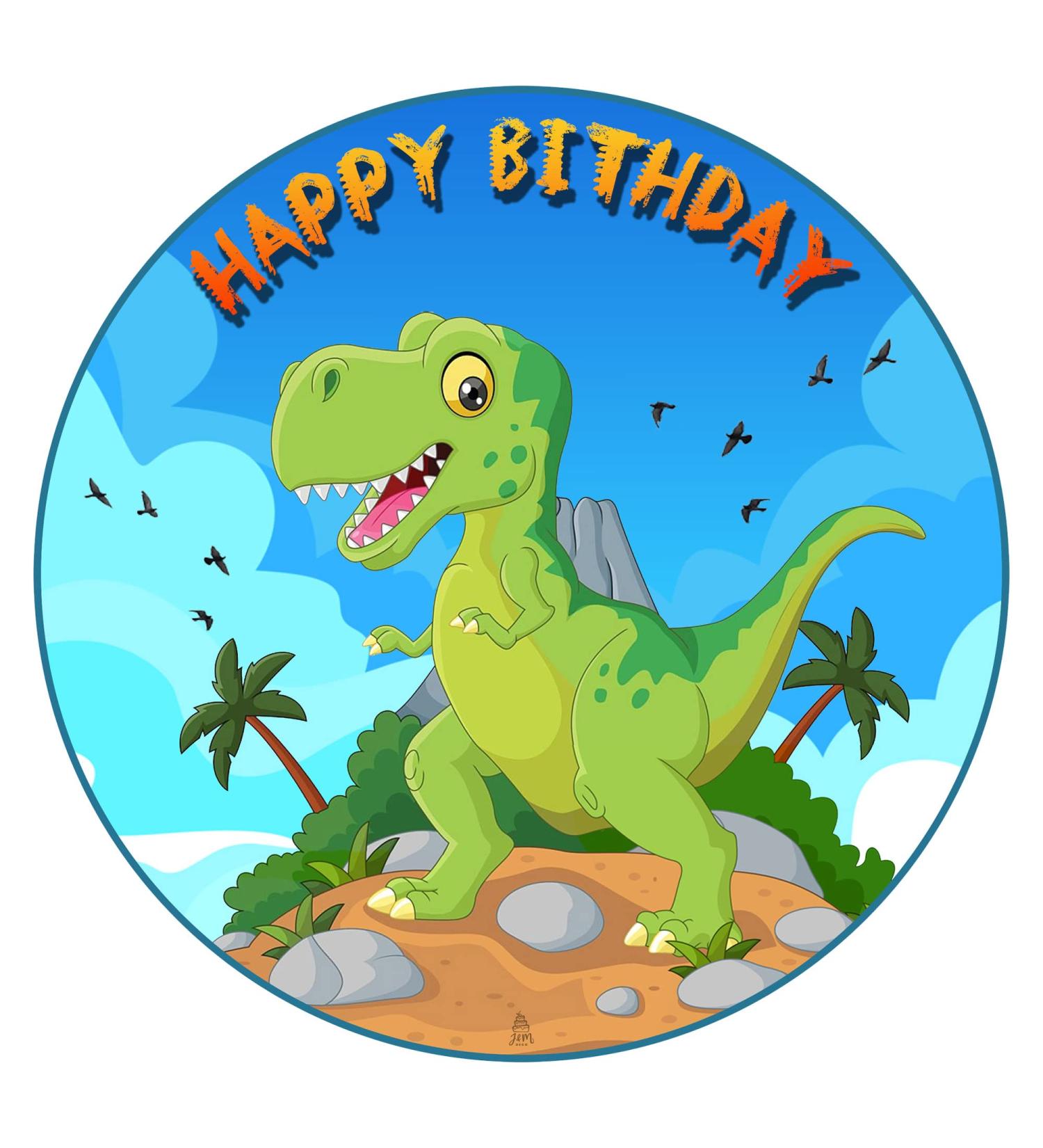 J & M Deco Edible Cake Topper - Dino Motif Birthday Decoration - Fondant Cake Toppers - 20cm Dinosaur Theme - Perfect for Celebrations - Buy Online on GoSupps.com