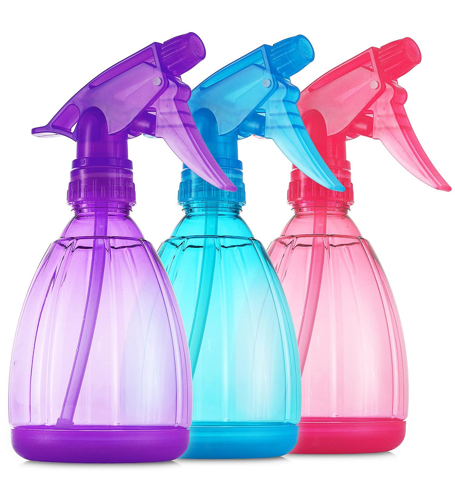 Set of 3 Small Empty Plastic Spray Bottles - 12 Oz Vibrant Color Water Squirt Bottles for Hair, Plants, Cats - 3 Count - Buy Online on GoSupps.com