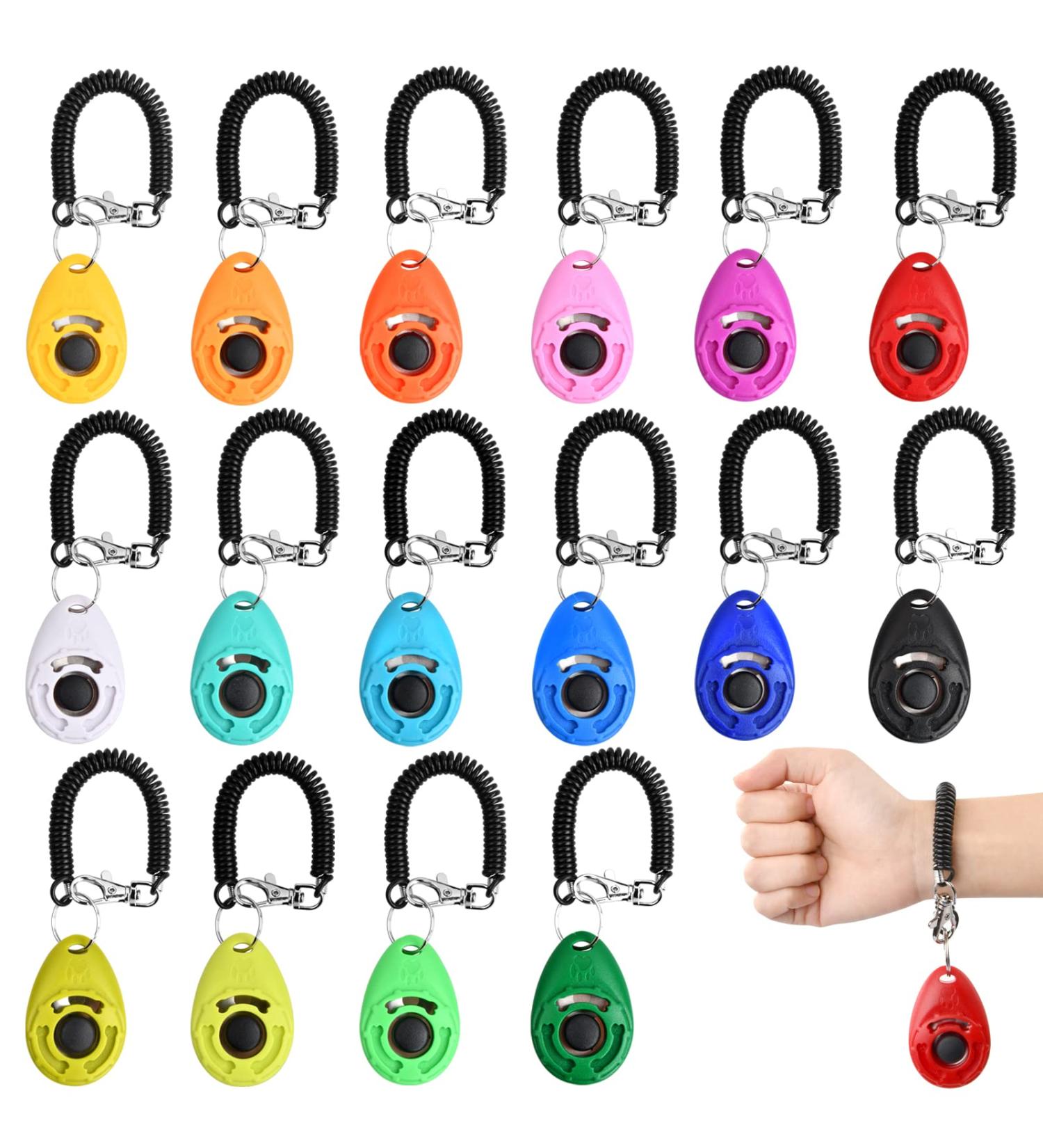 Profi Clicker Dog Training Kit - 16-Piece Set for Dogs Cats & Horses - Hand Loop & Big Button - Buy Online on GoSupps.com