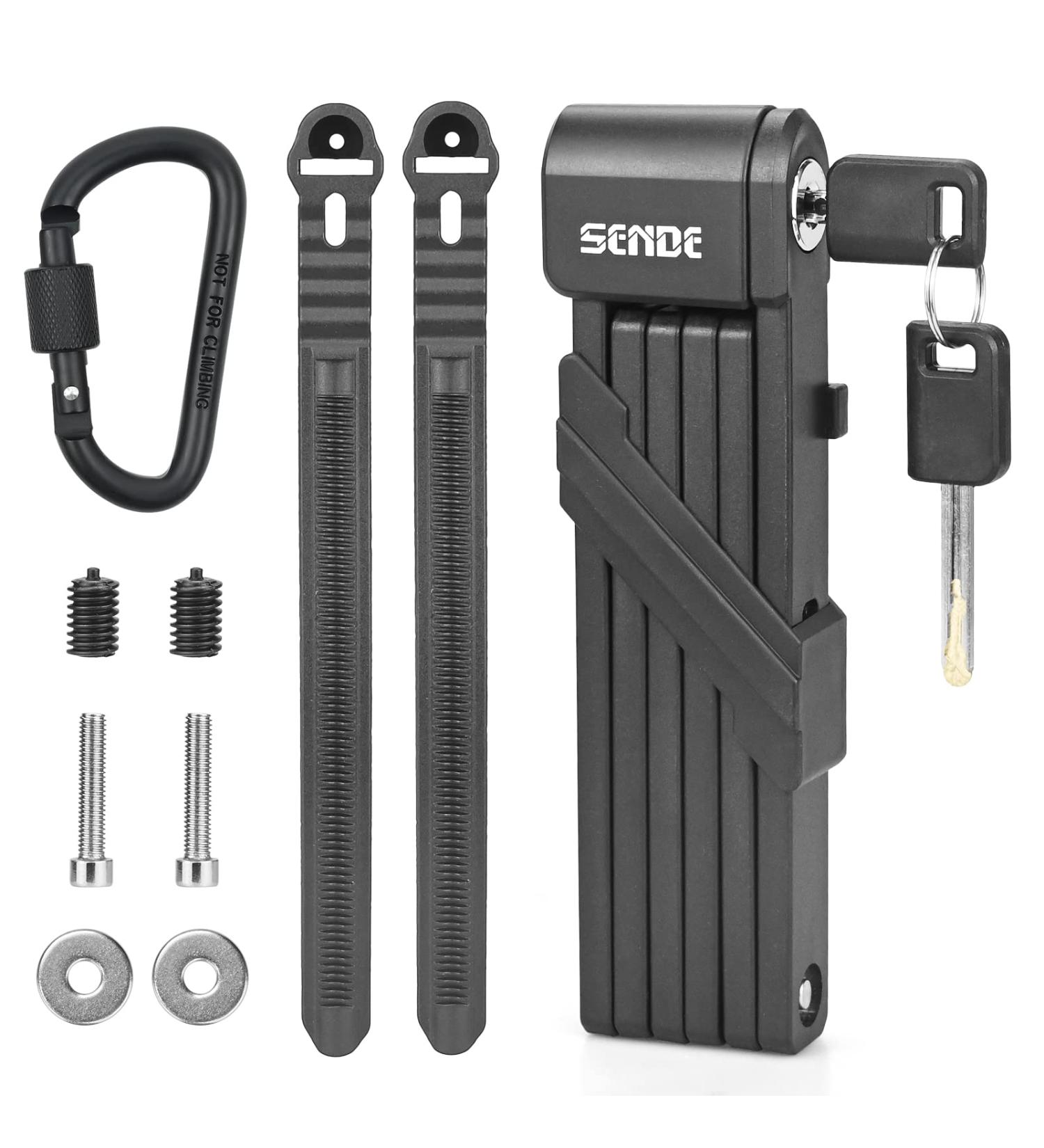 High-Security Folding Palace Bicycle Lock - Hardened Steel 6 Joints Includes 2 Keys & Key Ring - Perfect for Bikes & MTBs Black - Buy Online on GoSupps.com