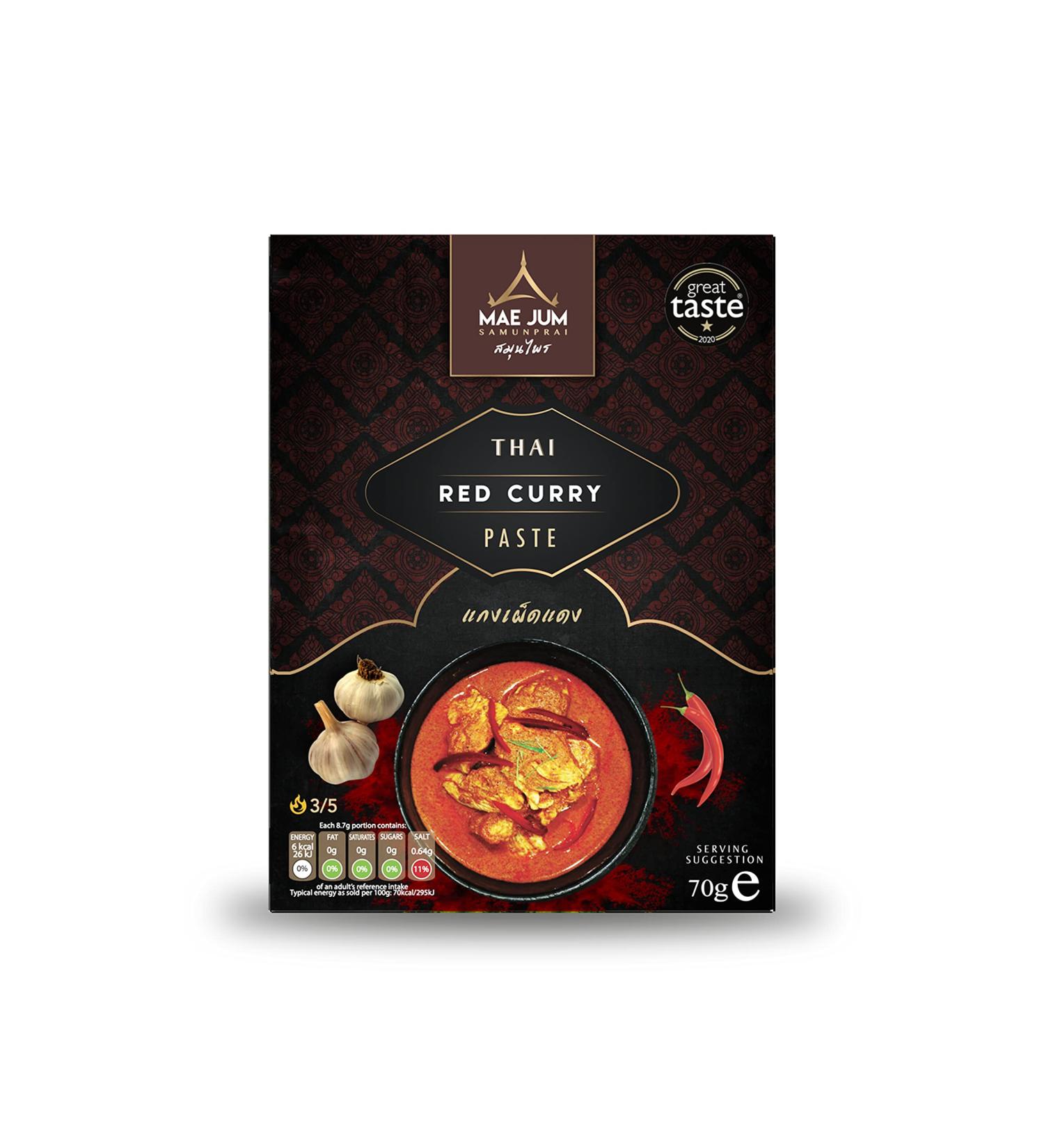 Authentic Thai Red Curry Paste by Mae Jum | 3 x 70g Pack | Great Taste Award Winner 2020 - Buy Online on GoSupps.com