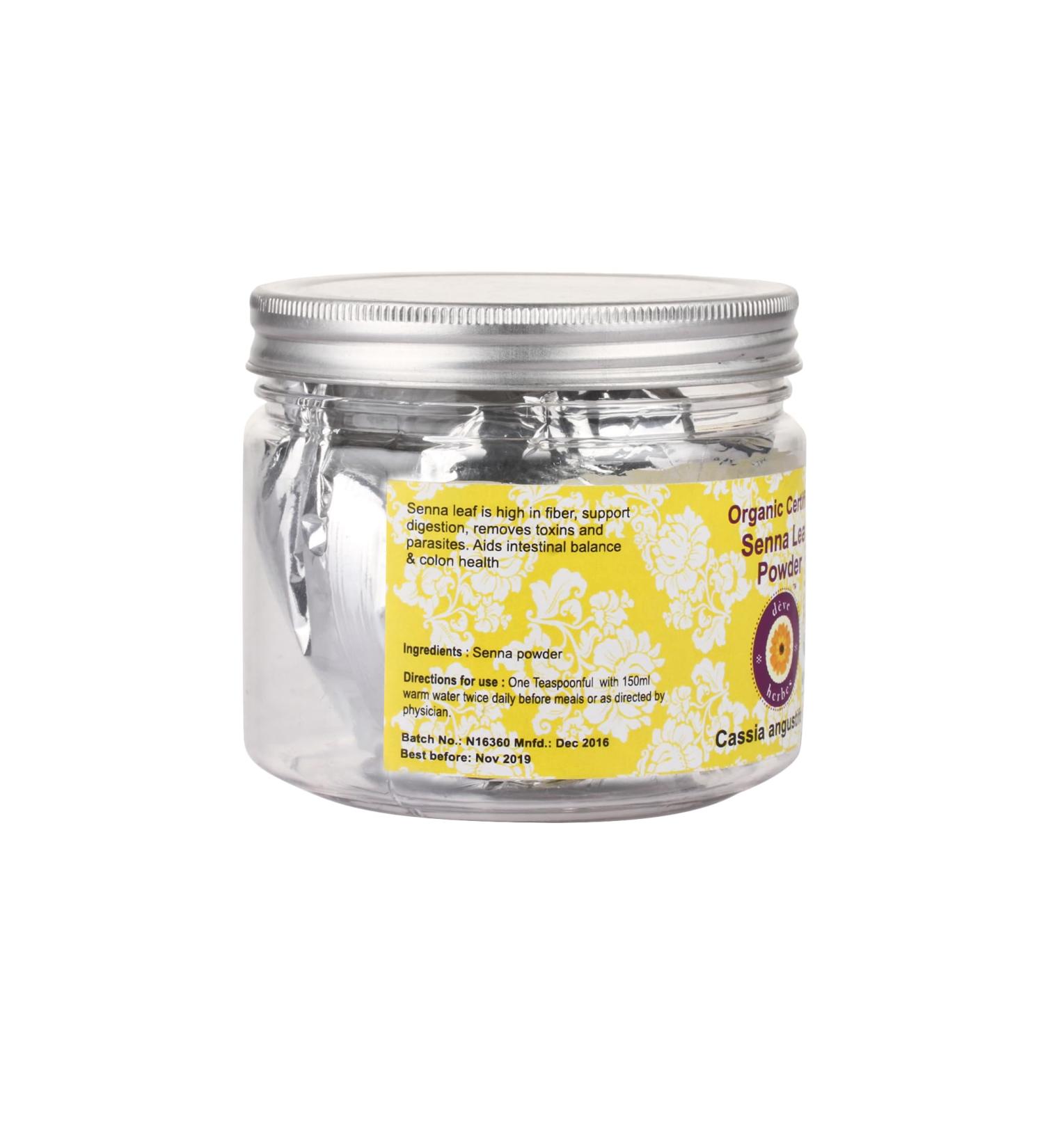 Deve Herbes Pure Senna Leaf Powder (Cassia angustifolia) Natural Therapeutic Grade for Skin - 200gm (7.05 oz) - Buy Online on GoSupps.com