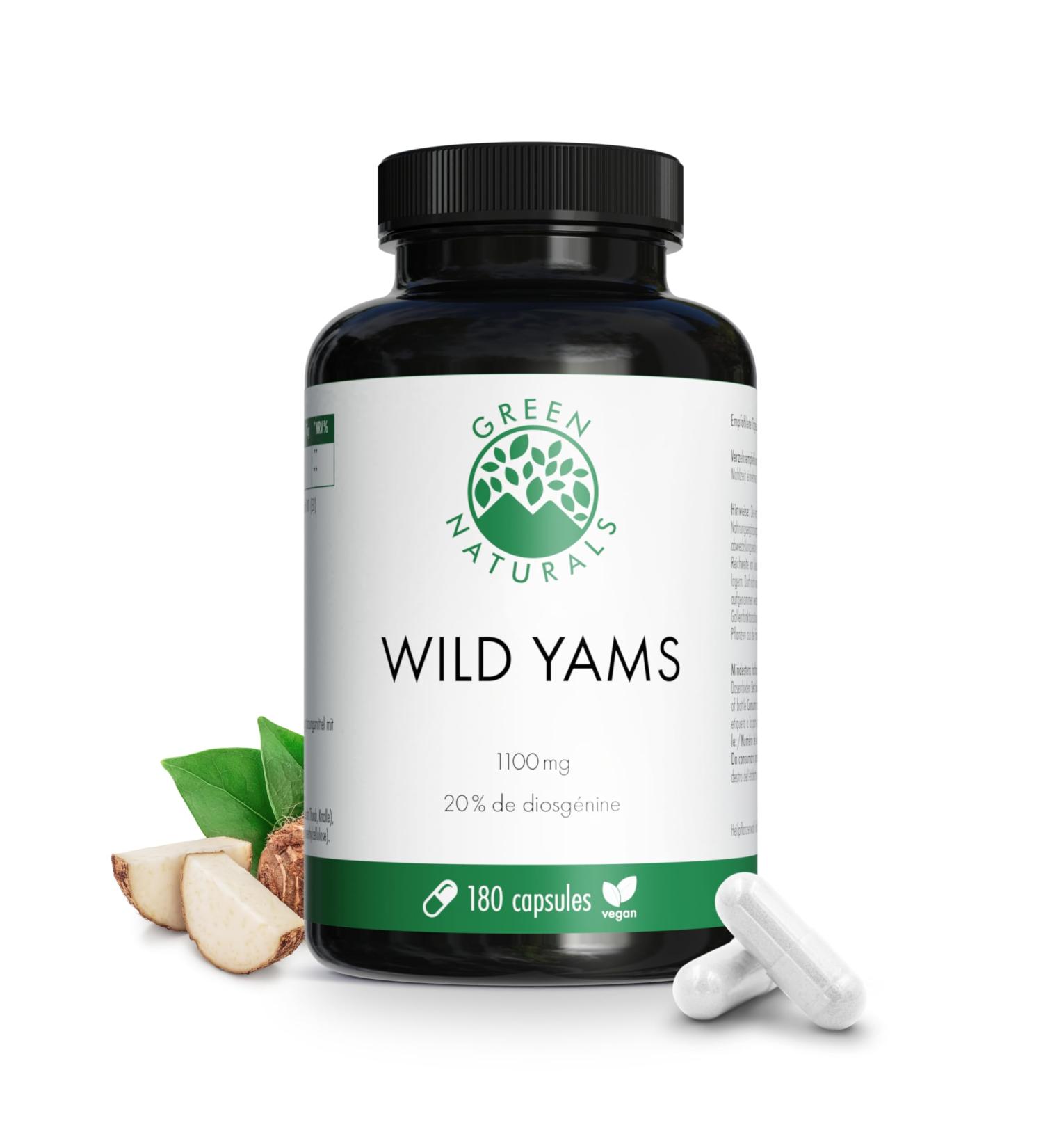 Wild Yams 1100 mg per day 180 Vegan Capsules German production 100% natural and without additives. Green Naturals - Buy Online on GoSupps.com