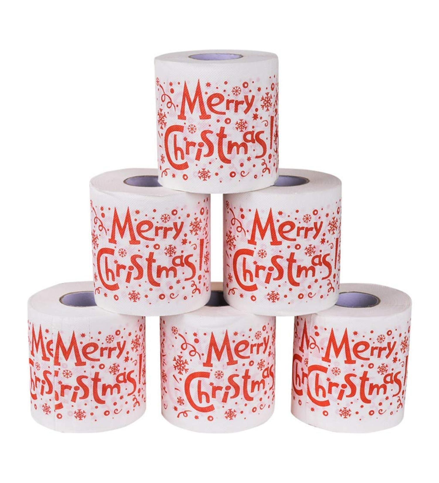 Merry Christmas Toilet Paper Highly Collectible Novelty Paper Towels Funny Gag Gift for Christmas Stocking Stuffers Party Favors 1 - 10pcs